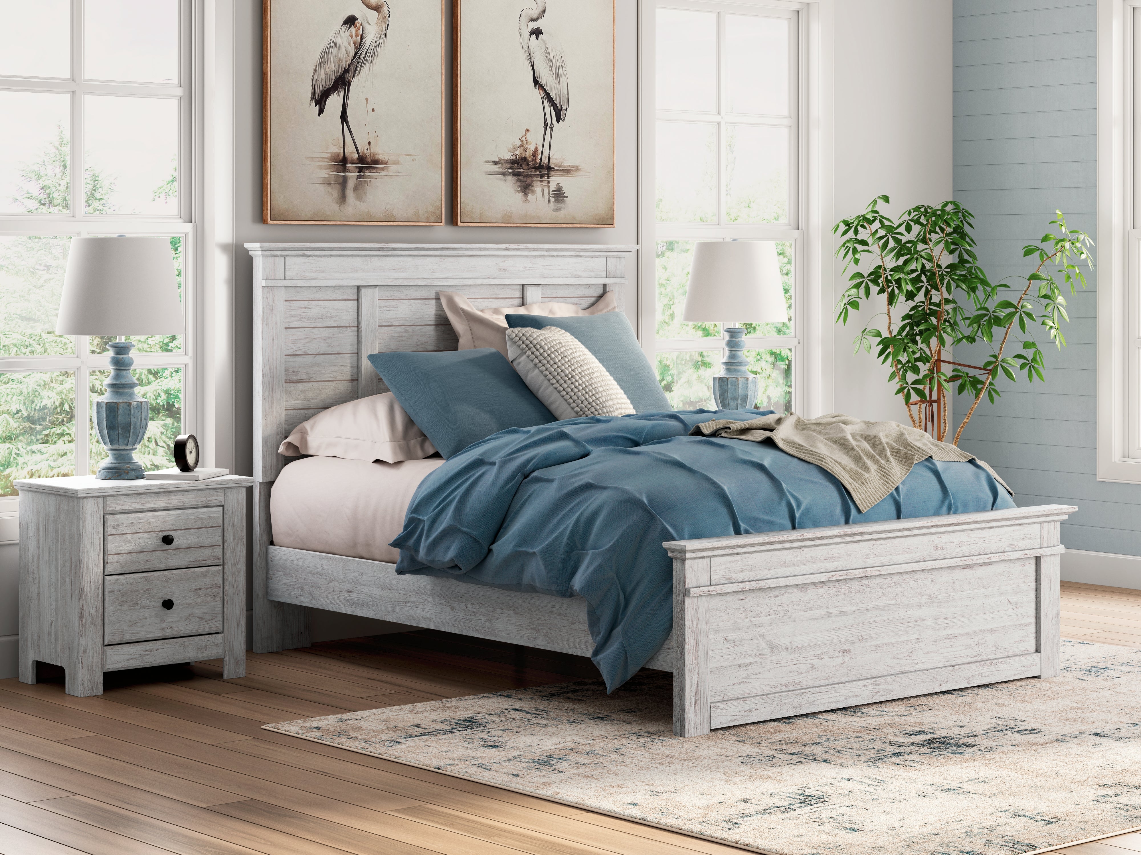Fine Furniture & Decor - Ashley Furniture - Makidern Bedroom - Queen Panel Bed / Whitewash - PCB1171B2