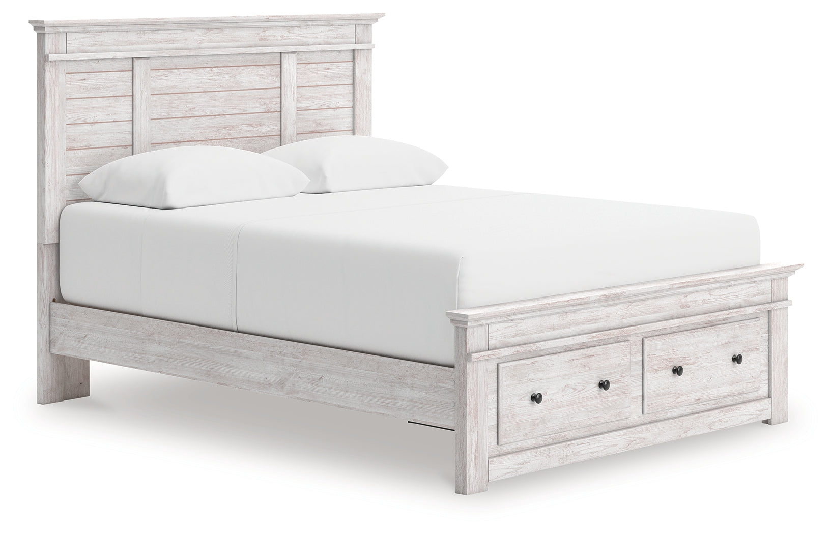Fine Furniture & Decor - Ashley Furniture - Makidern Bedroom - Queen Panel Storage Bed / Whitewash - PCB1171B4
