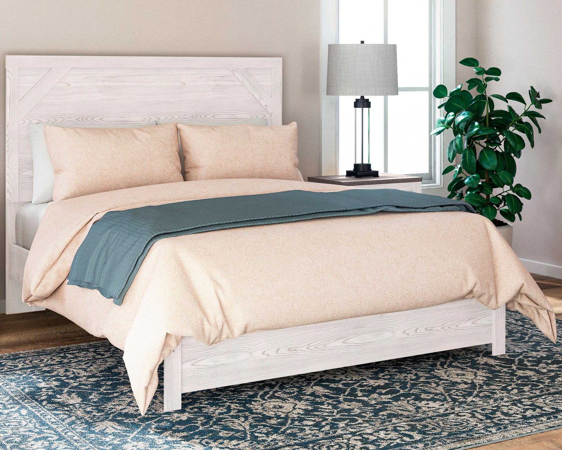Fine Furniture & Decor - Ashley Furniture - Gerridan Bedroom - Queen Panel Bed / White/Gray - B1190B2