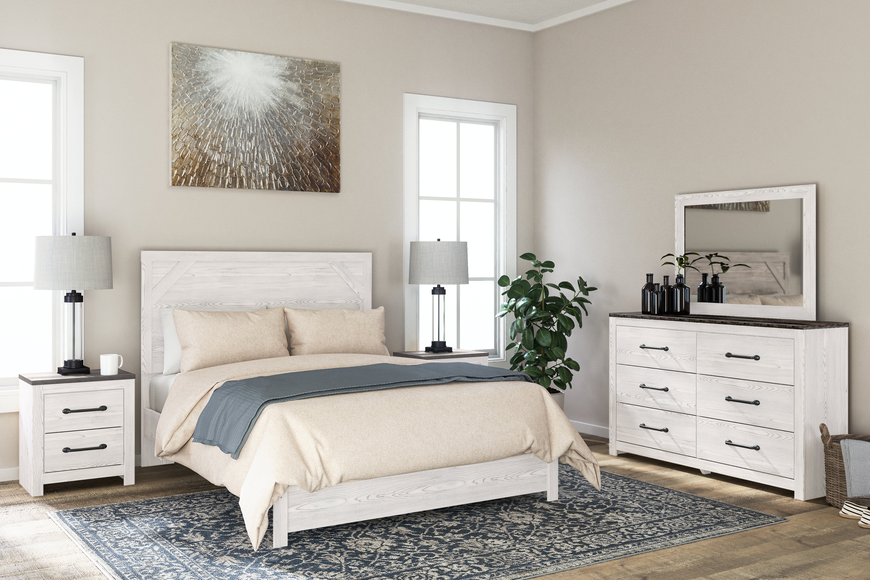 Fine Furniture & Decor - Ashley Furniture - Gerridan Bedroom - Two Drawer Night Stand / White/Gray - B1190-92