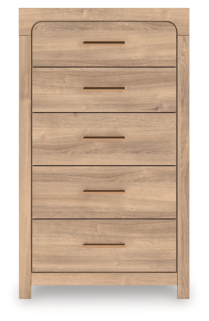 Fine Furniture & Decor - Ashley Furniture - Kinlanni Bedroom - Five Drawer Chest / Tan - PCB1360-46