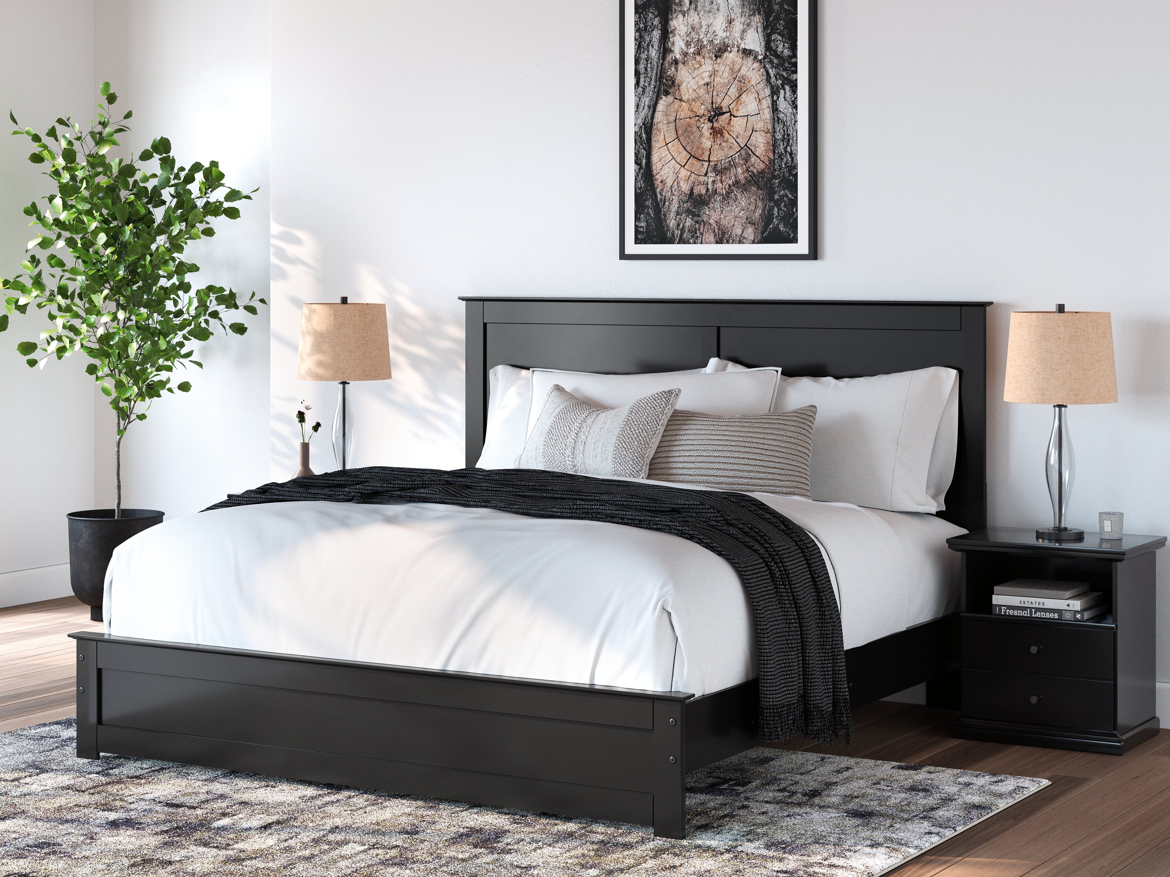 Fine Furniture & Decor - Ashley Furniture - Maribel Bedroom - King Panel Bed / Black - B138B57