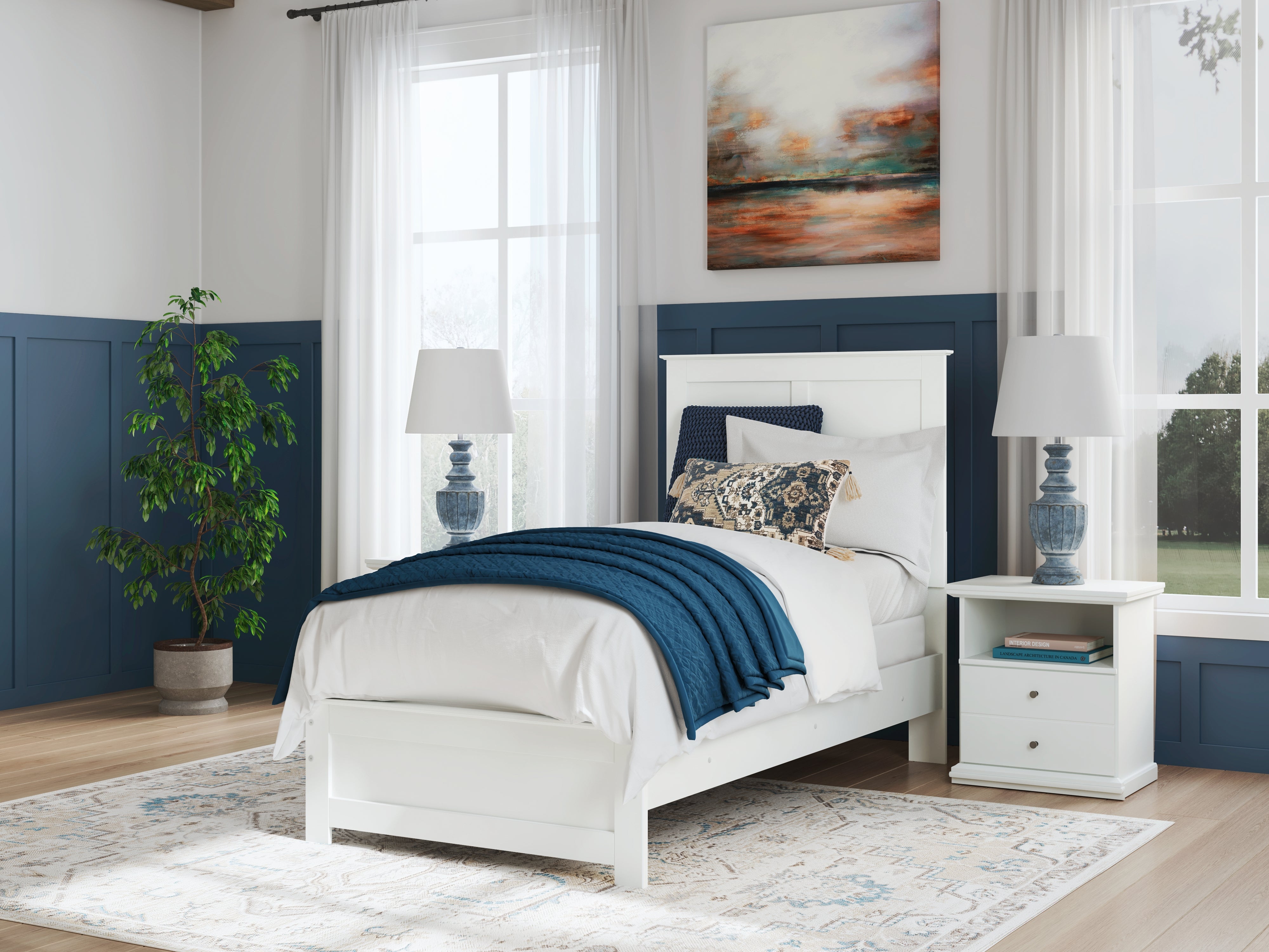 Fine Furniture & Decor - Ashley Furniture - Bostwick Shoals Bedroom - Twin Panel Bed / White - B139B41