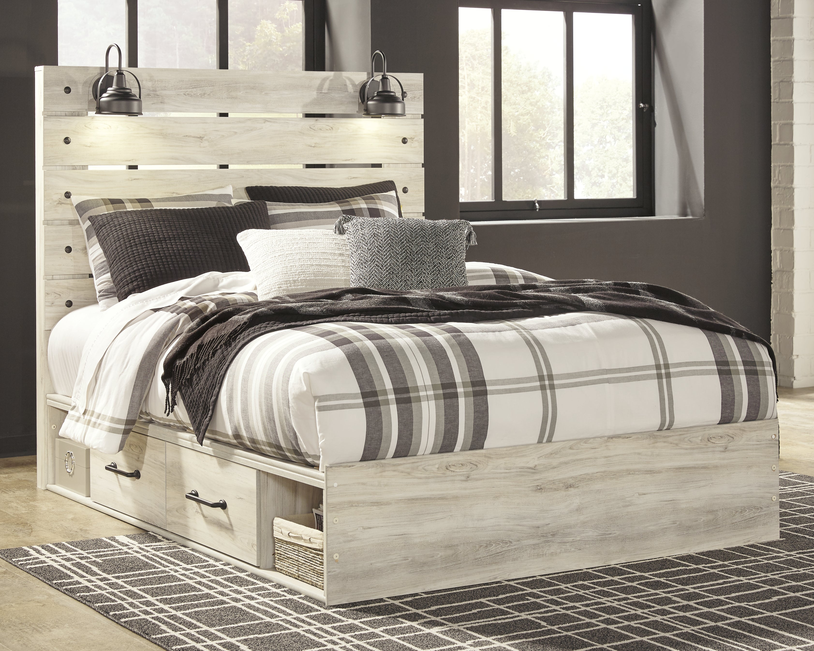 Fine Furniture & Decor - Ashley Furniture - Cambeck Bedroom - Queen Panel Bed with 2 Storage Drawers / Whitewash - B192B17