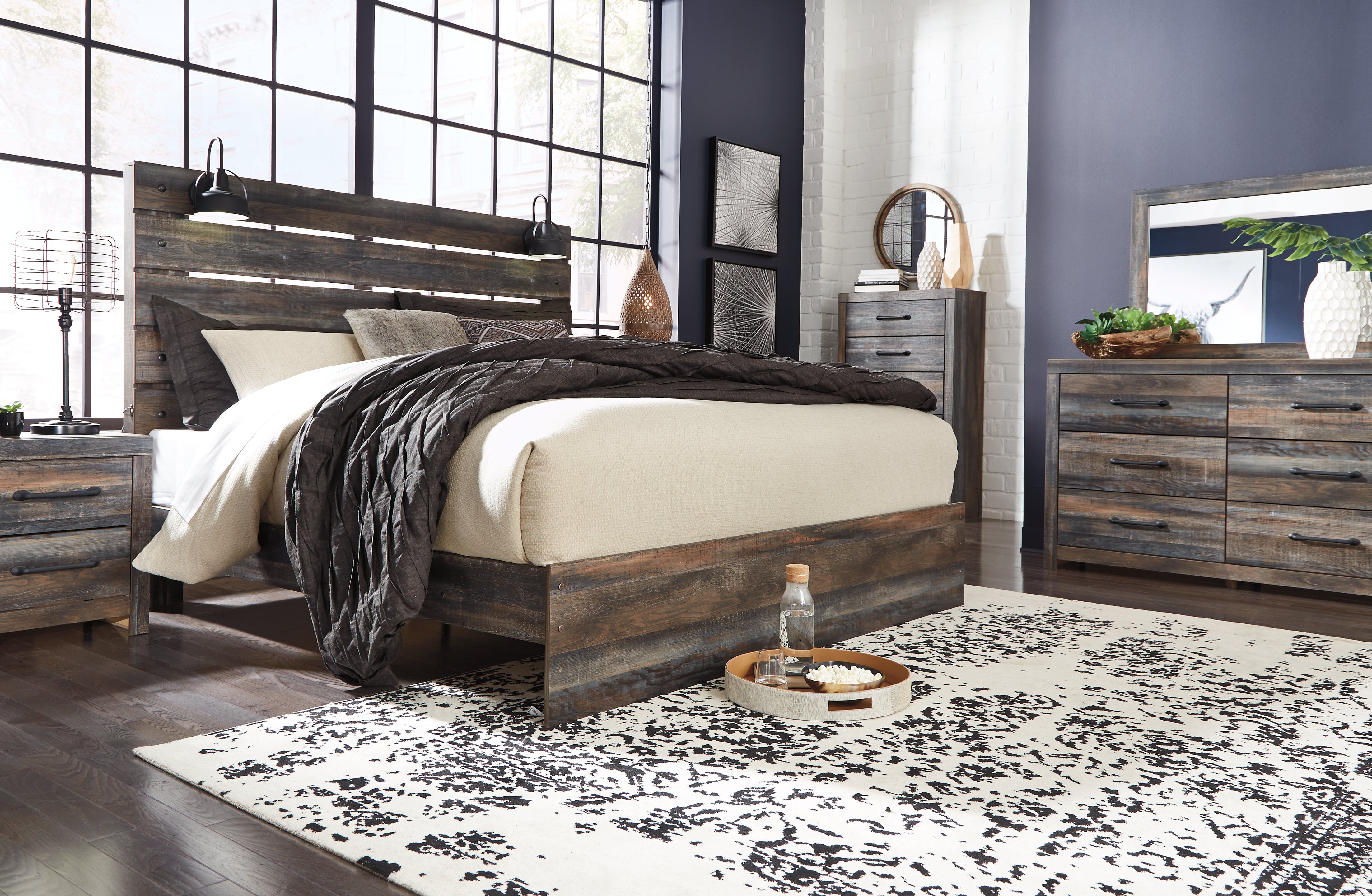 Fine Furniture & Decor - Ashley Furniture - Drystan Bedroom - King Panel Bed / Multi - B211B14