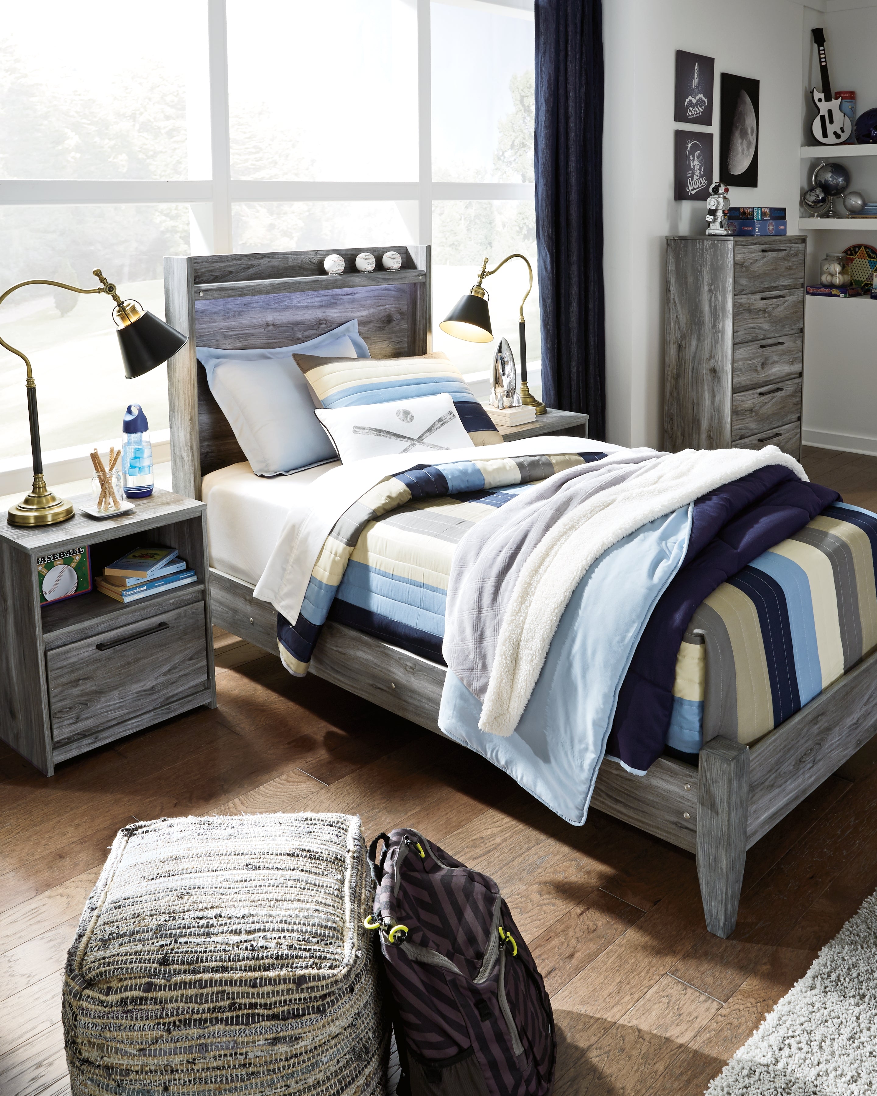 Fine Furniture & Decor - Ashley Furniture - Baystorm Bedroom - Twin Panel Bed / Gray - B221B20