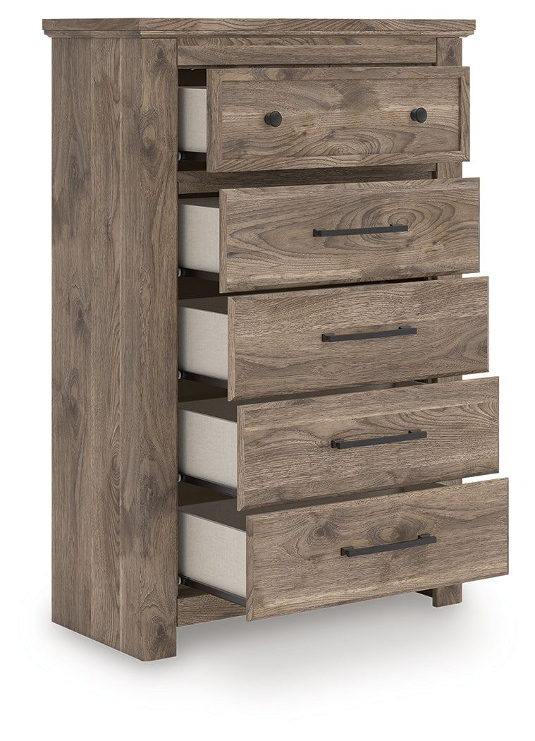 Fine Furniture & Decor - Ashley Furniture - Rusticott Bedroom - Five Drawer Chest / Brown - PCB2260-46