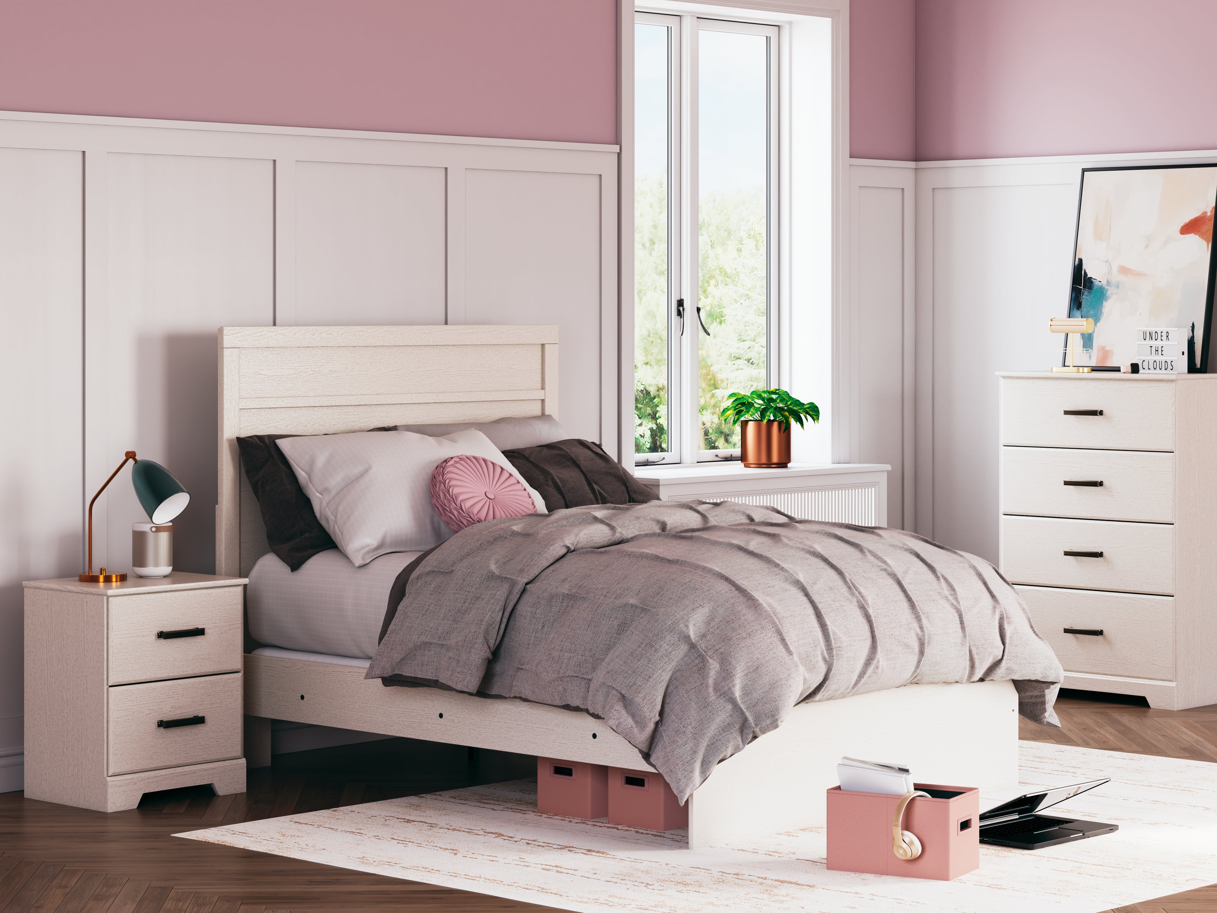 Fine Furniture & Decor - Ashley Furniture - Stelsie Bedroom - Full Panel Bed / White - B2588B4