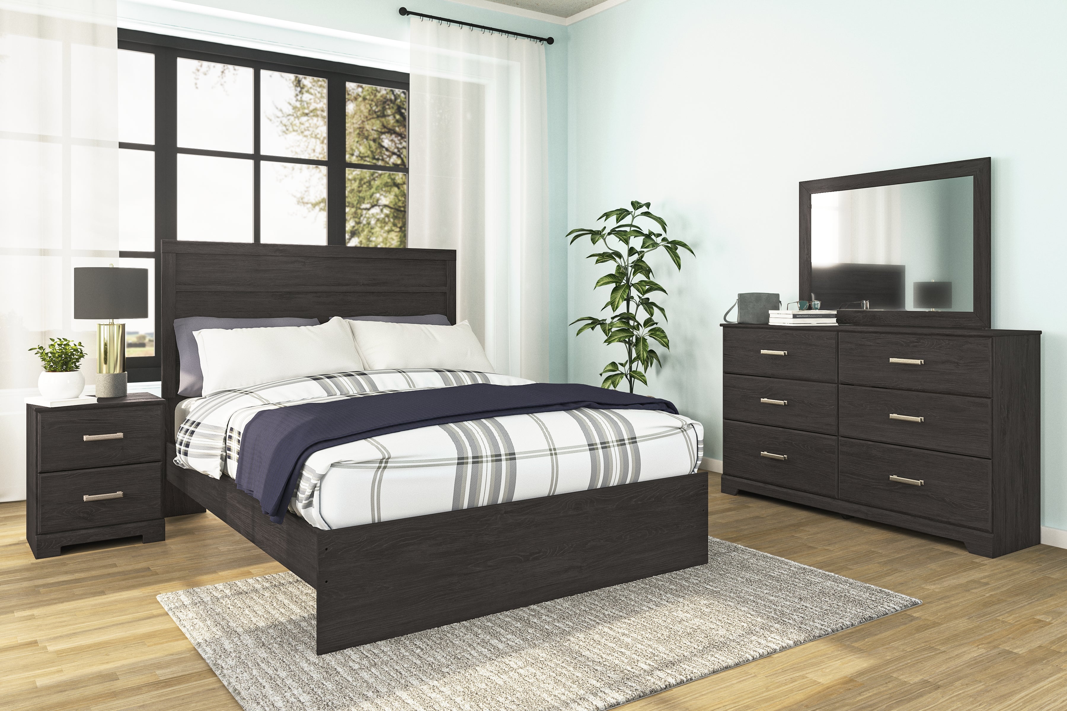 Fine Furniture & Decor - Ashley Furniture - Belachime Bedroom - Queen Panel Bed / Charcoal - B2589B2