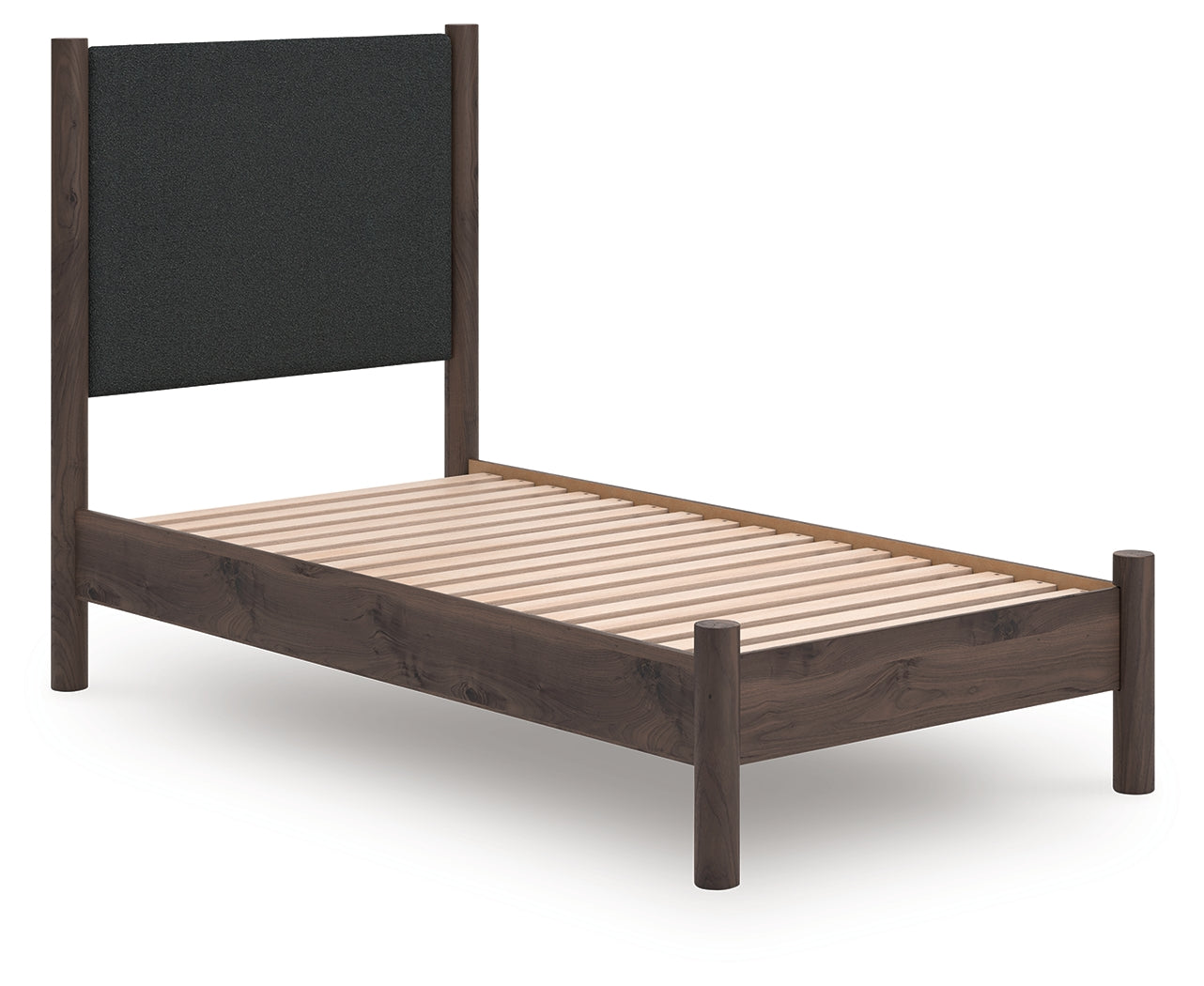 Fine Furniture & Decor - Ashley Furniture - Pamytta Bedroom - Twin Upholstered Panel Platform Bed / Brown - PCB2614B8