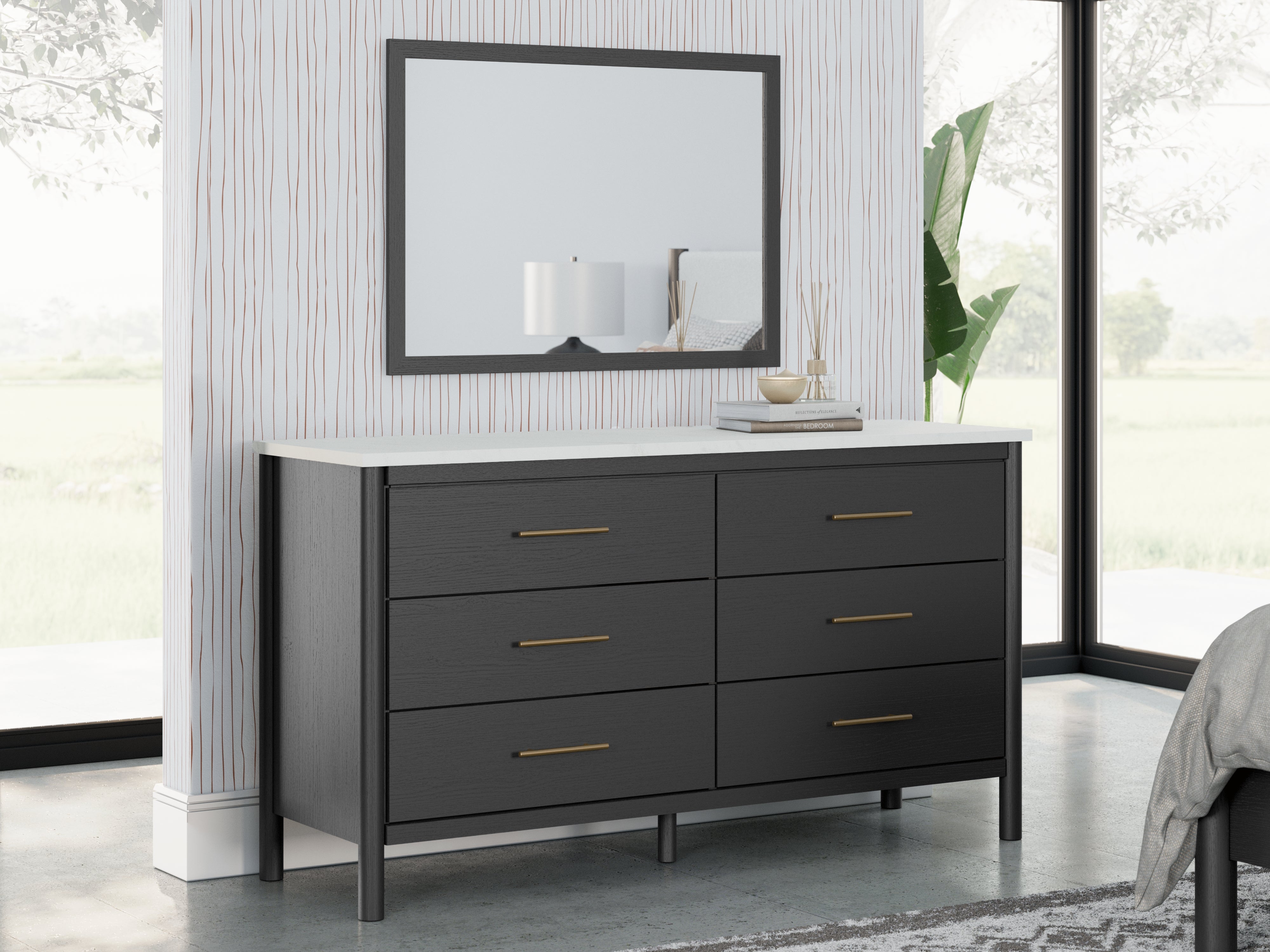 Fine Furniture & Decor - Ashley Furniture - Cadmori Bedroom - Dresser and Mirror / Black/White - B2616B1