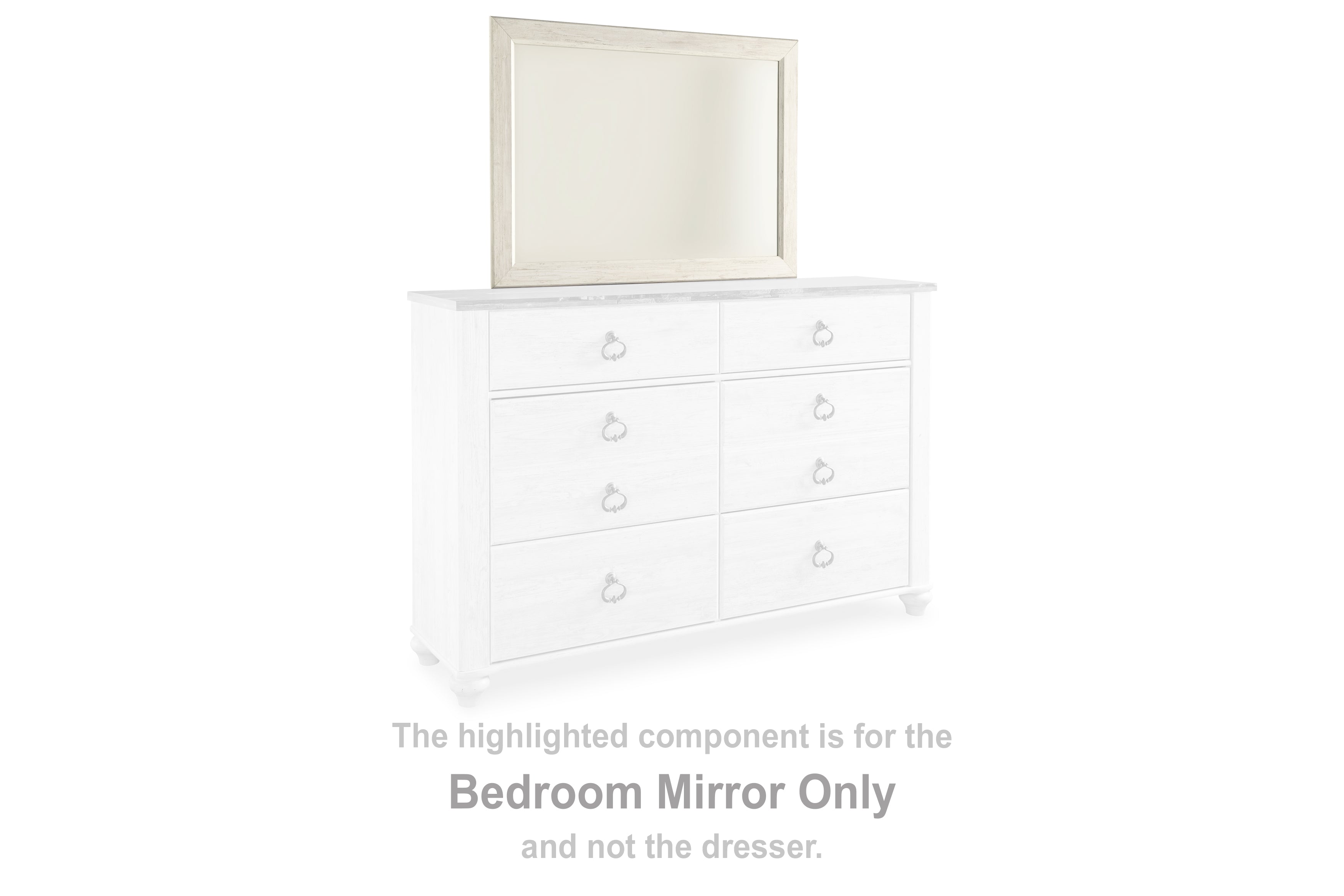 Fine Furniture & Decor - Ashley Furniture - Willowton Bedroom - Bedroom Mirror / Whitewash - B267-36