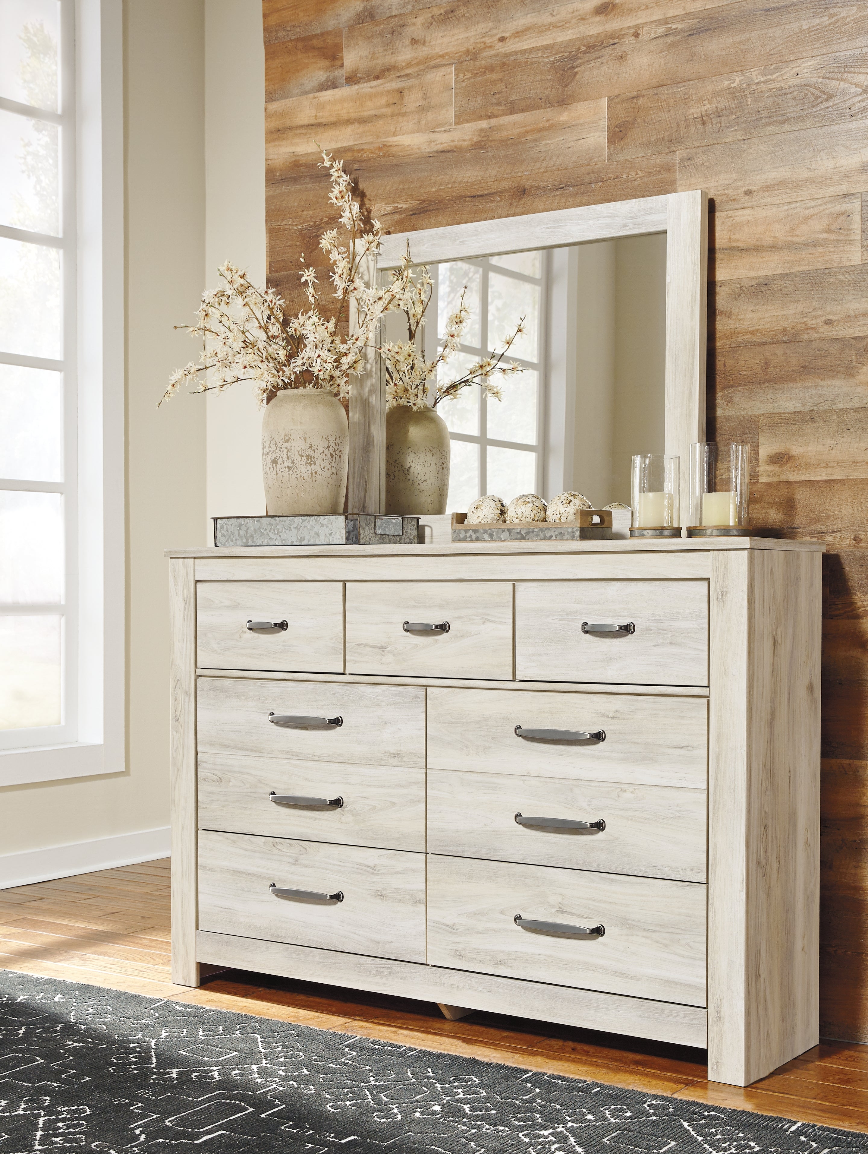 Fine Furniture & Decor - Ashley Furniture - Bellaby Bedroom - Dresser and Mirror / Whitewash - B331B1