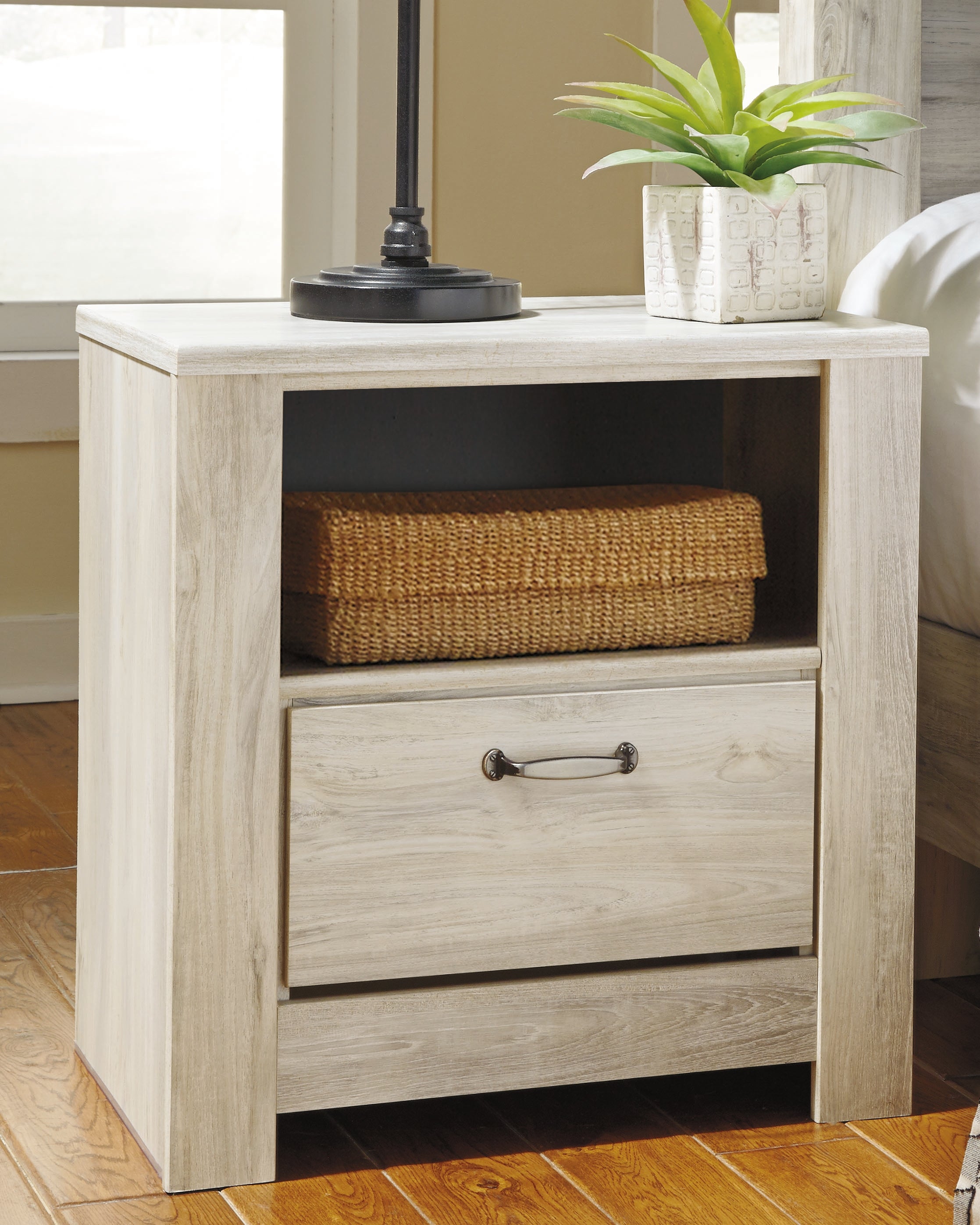 Fine Furniture & Decor - Ashley Furniture - Bellaby Bedroom - One Drawer Night Stand / Whitewash - B331-91