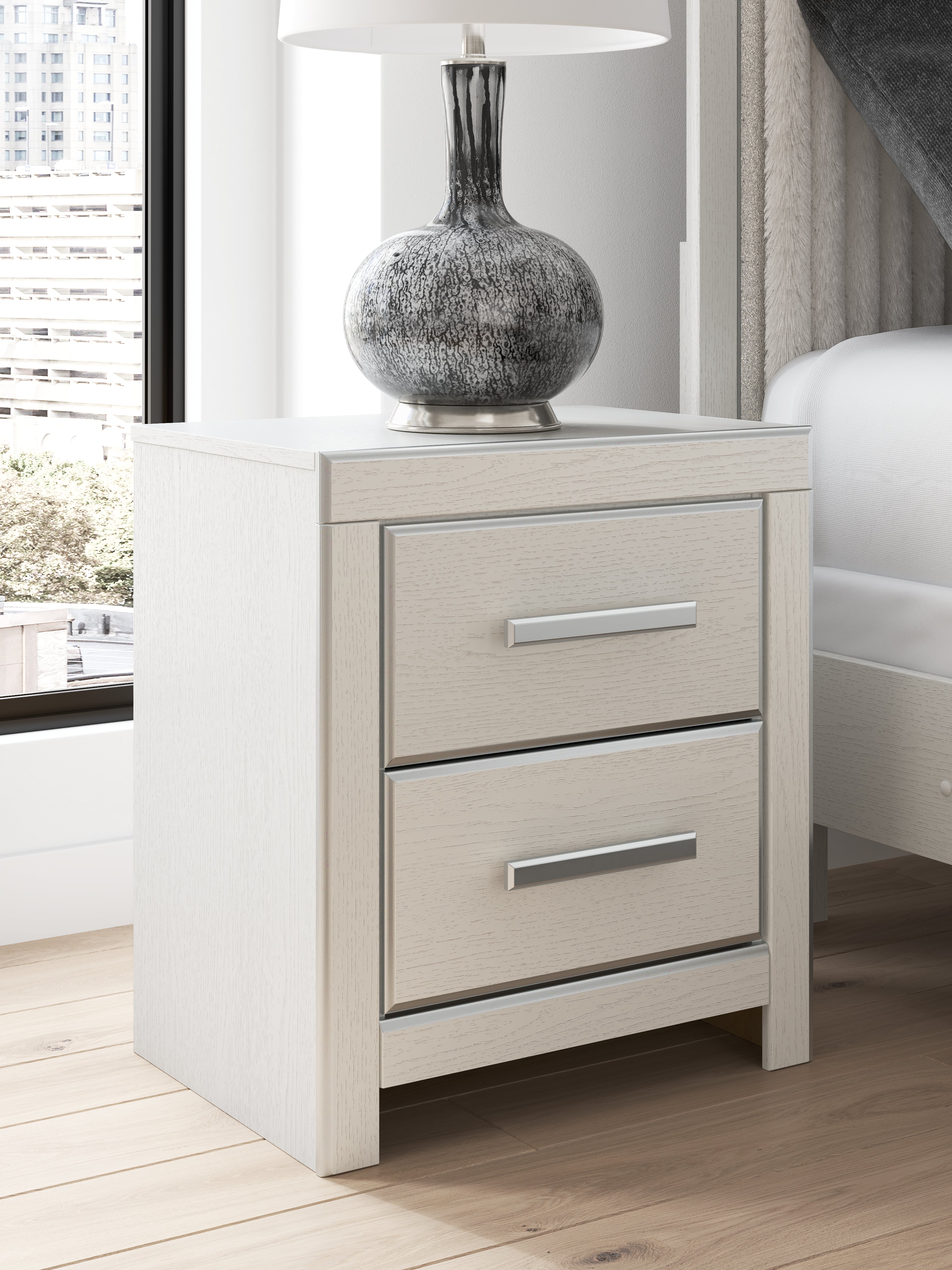 Fine Furniture & Decor - Ashley Furniture - Zuraleus Bedroom - Two Drawer Night Stand / White - PCB3381-92