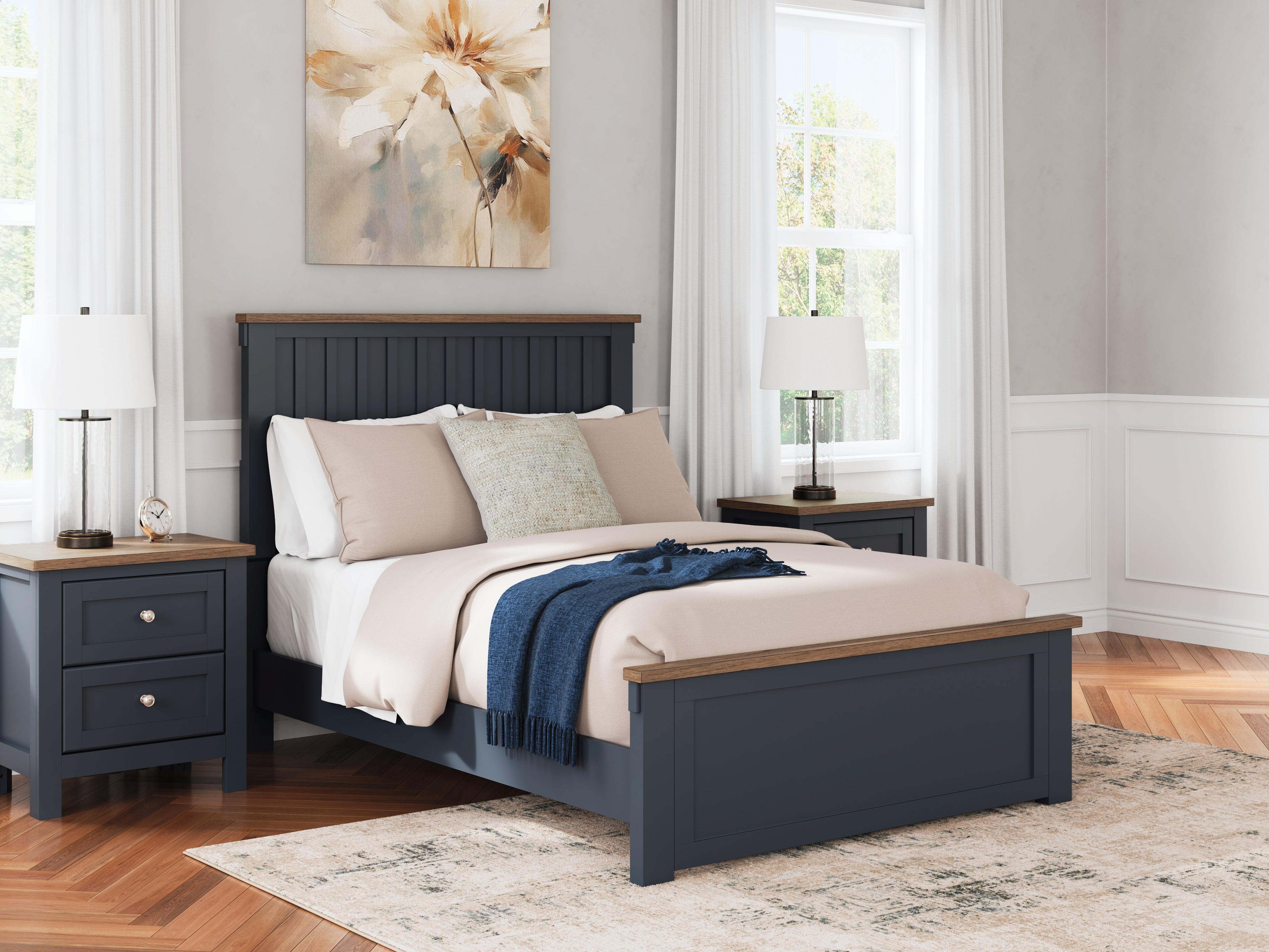 Fine Furniture & Decor - Ashley Furniture - Landocken Bedroom - Full Panel Bed / Brown/Blue - B414B3