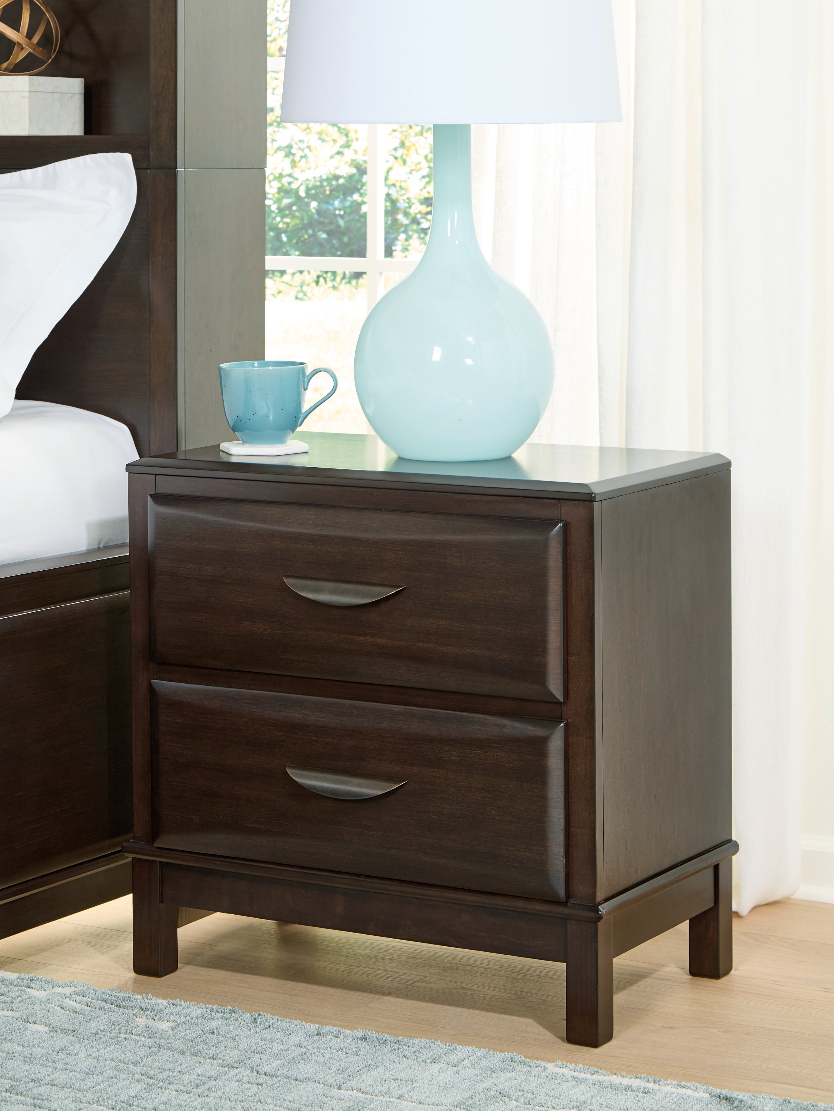 Fine Furniture & Decor - Ashley Furniture - Vanmore Bedroom - Two Drawer Night Stand / Dark Brown - B479-92