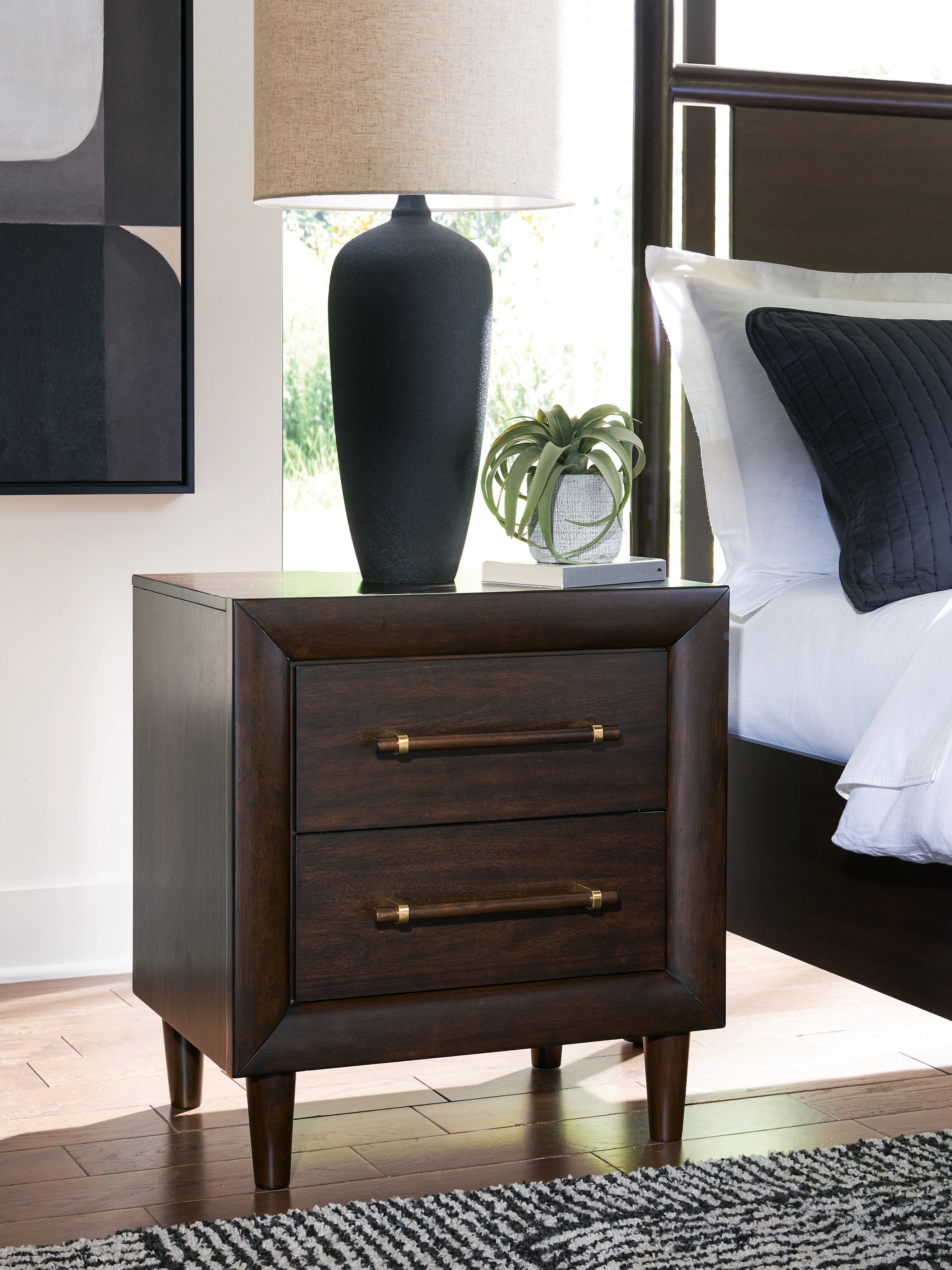 Fine Furniture & Decor - Ashley Furniture - Dantenton Bedroom - Two Drawer Night Stand / Merlot - B611-92