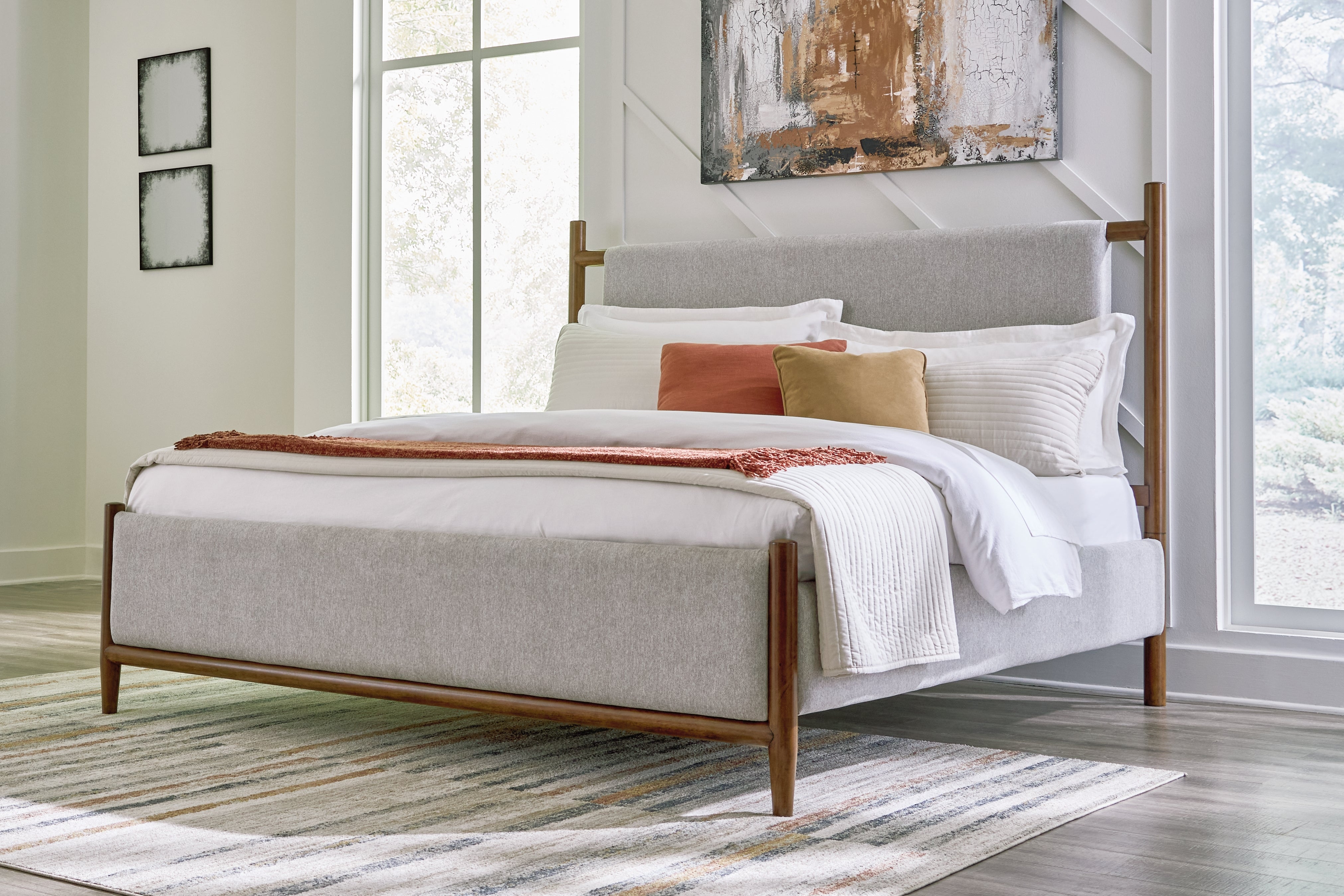 Fine Furniture & Decor - Ashley Furniture - Lyncott Bedroom - California King Upholstered Bed / Brown - B615B7