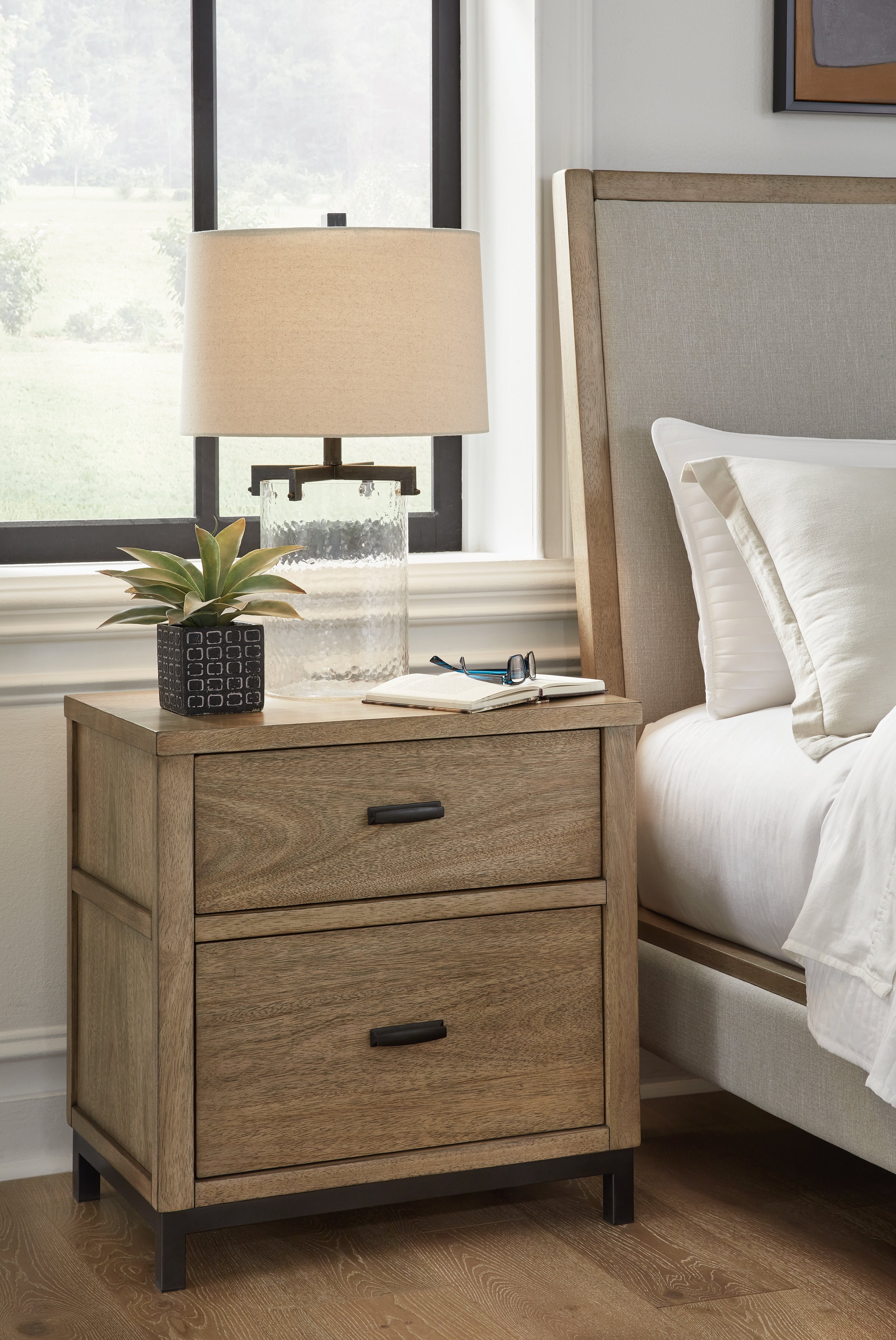 Fine Furniture & Decor - Ashley Furniture - Tomtyn Bedroom - Two Drawer Night Stand / Light Brown - B622-92