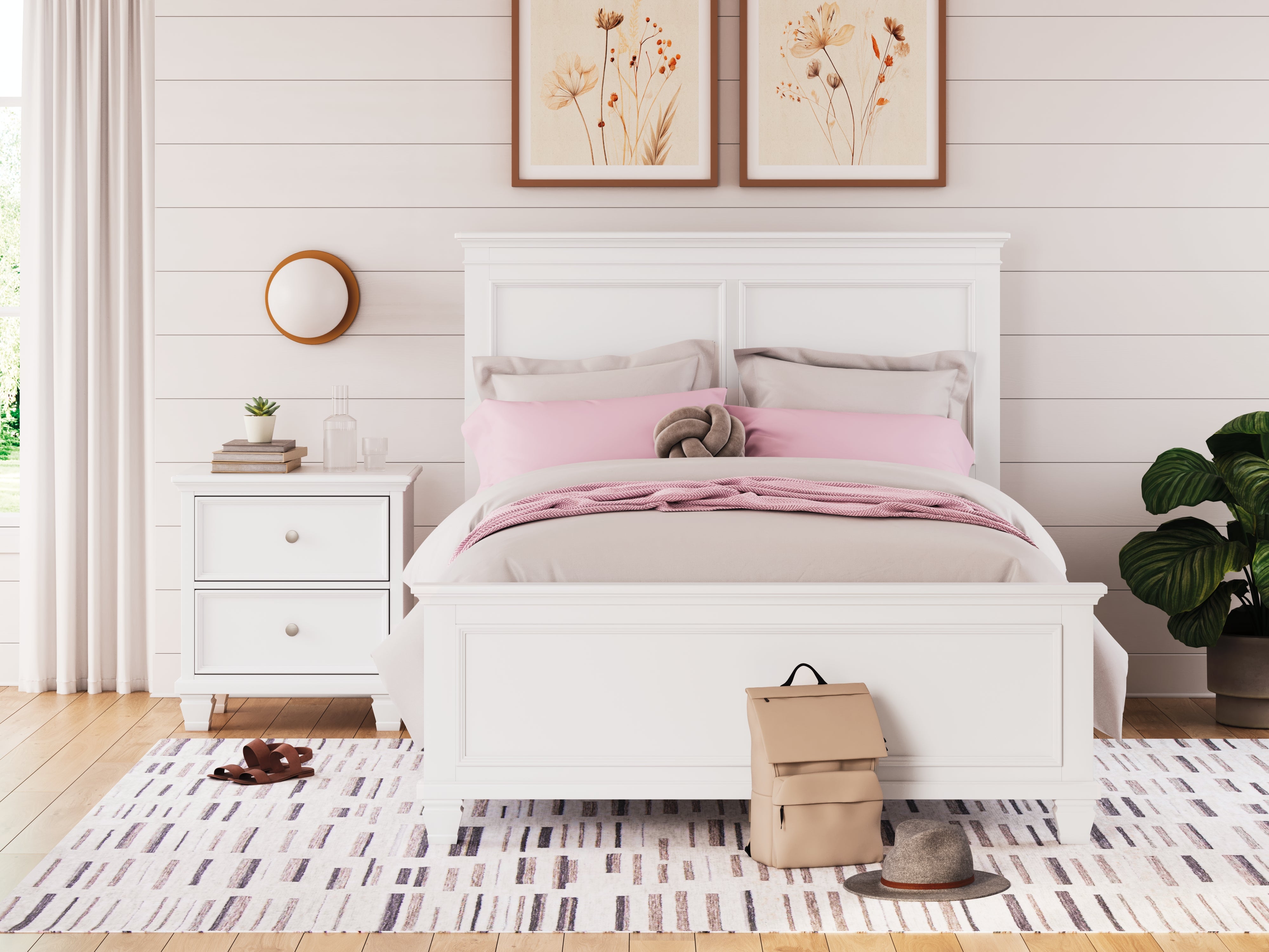 Fine Furniture & Decor - Ashley Furniture - Fortman Bedroom - Full Panel Bed / White - B680B8