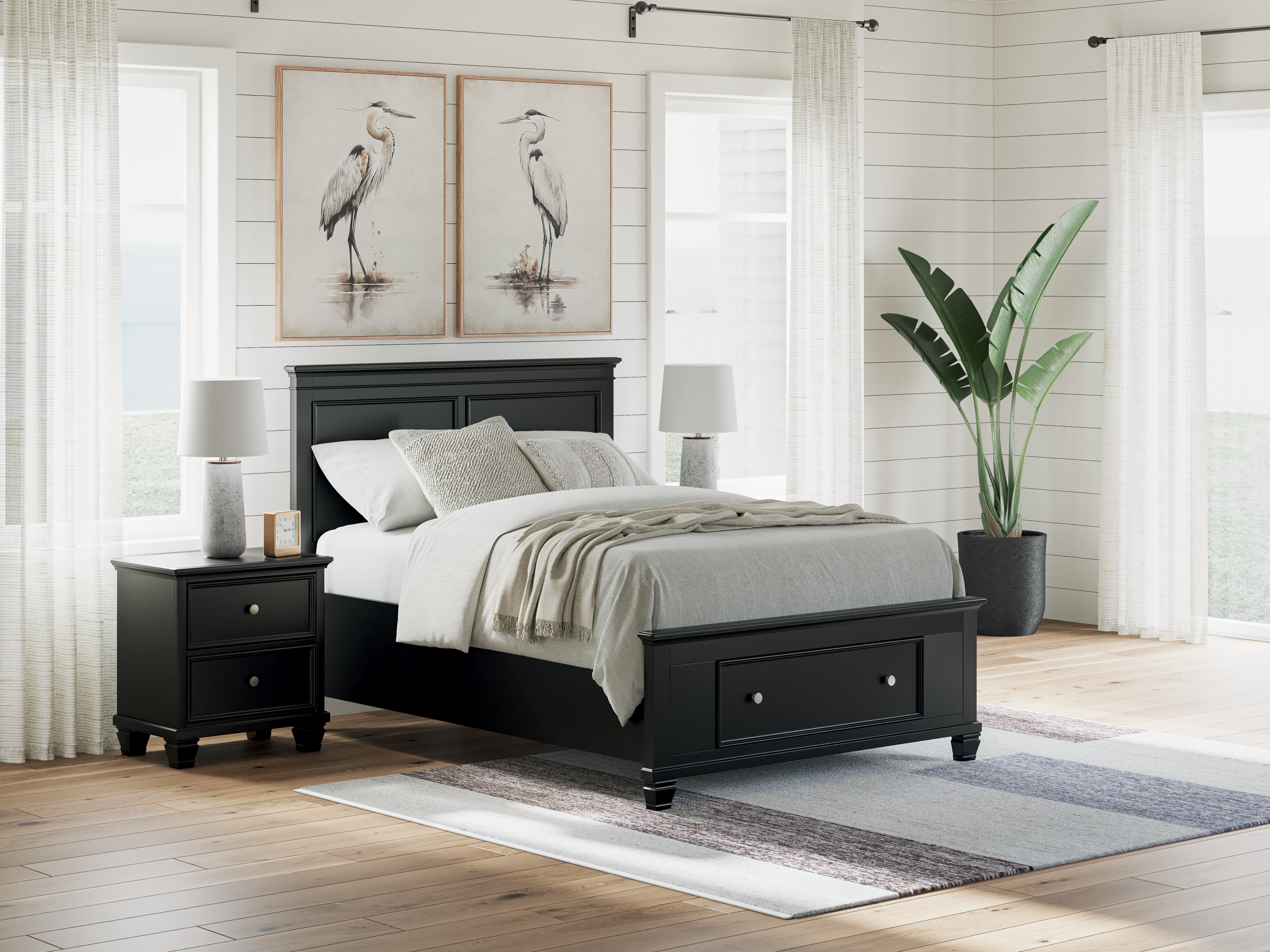Fine Furniture & Decor - Ashley Furniture - Lanolee Bedroom - Full Panel Storage Bed / Black - B687B22