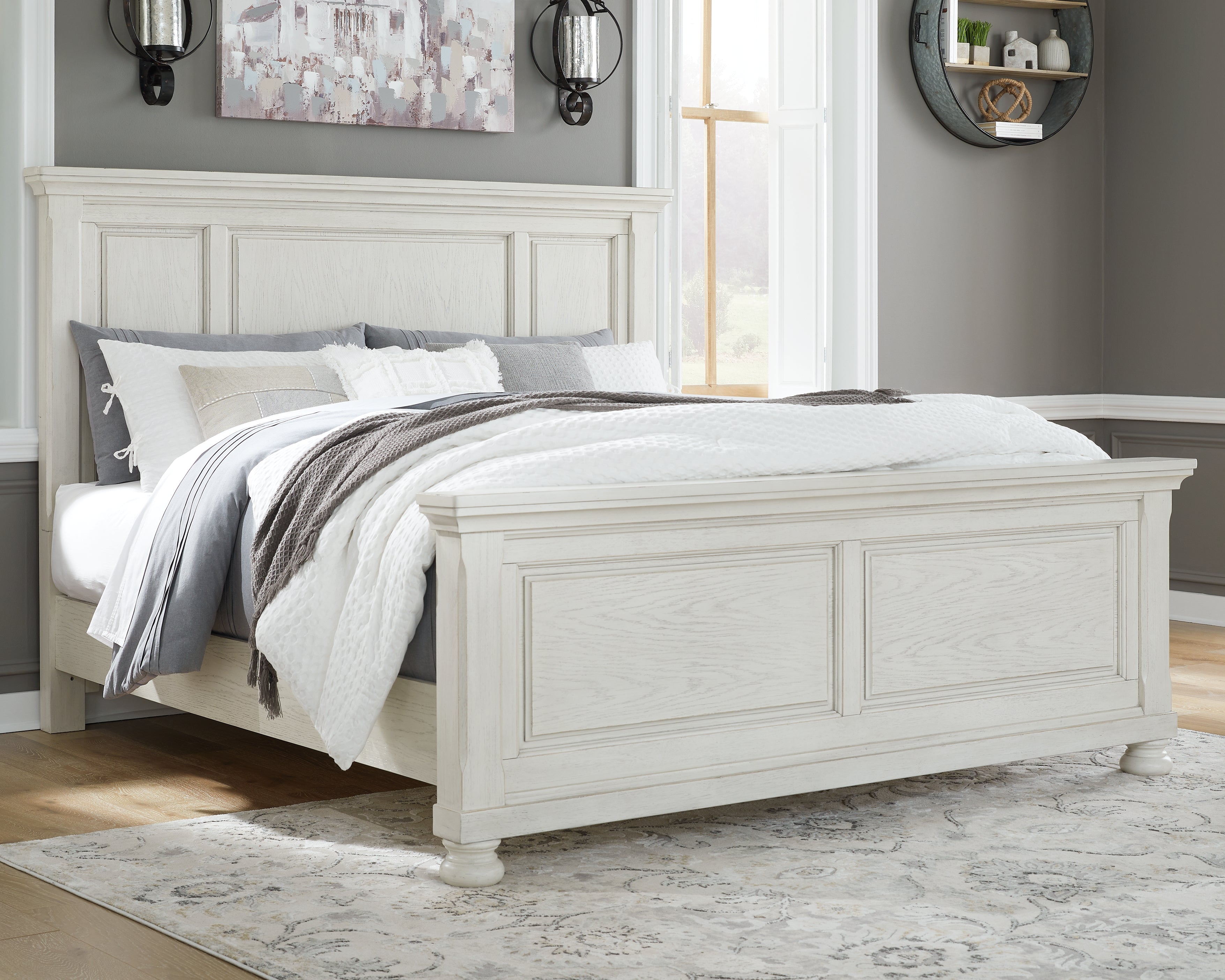 Fine Furniture & Decor - Ashley Furniture - Robbinsdale Bedroom - King Panel Bed / Antique White - B742B6