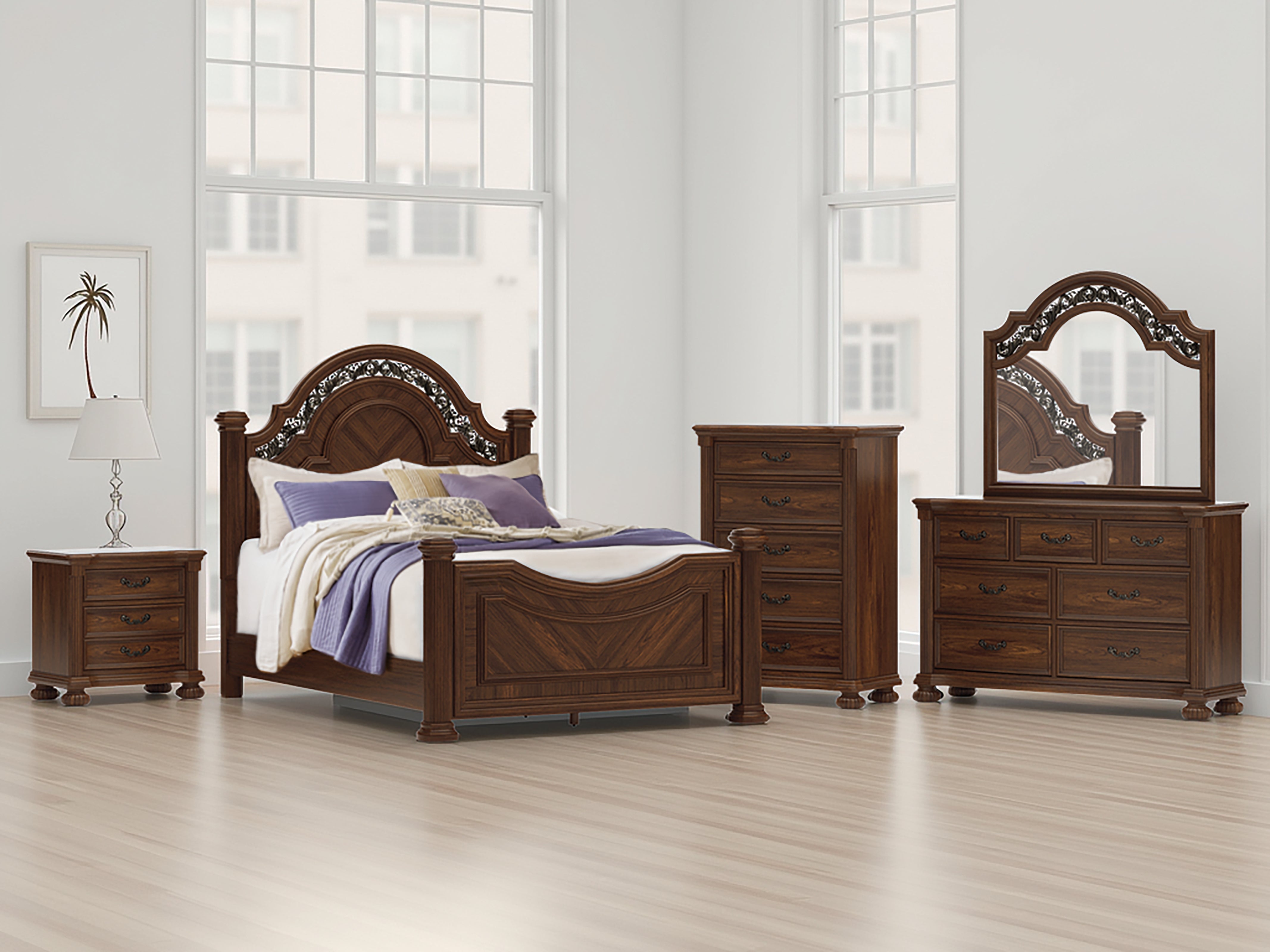 Fine Furniture & Decor - Ashley Furniture - Lavinton Bedroom - Queen Poster Bed / Brown - B764B5