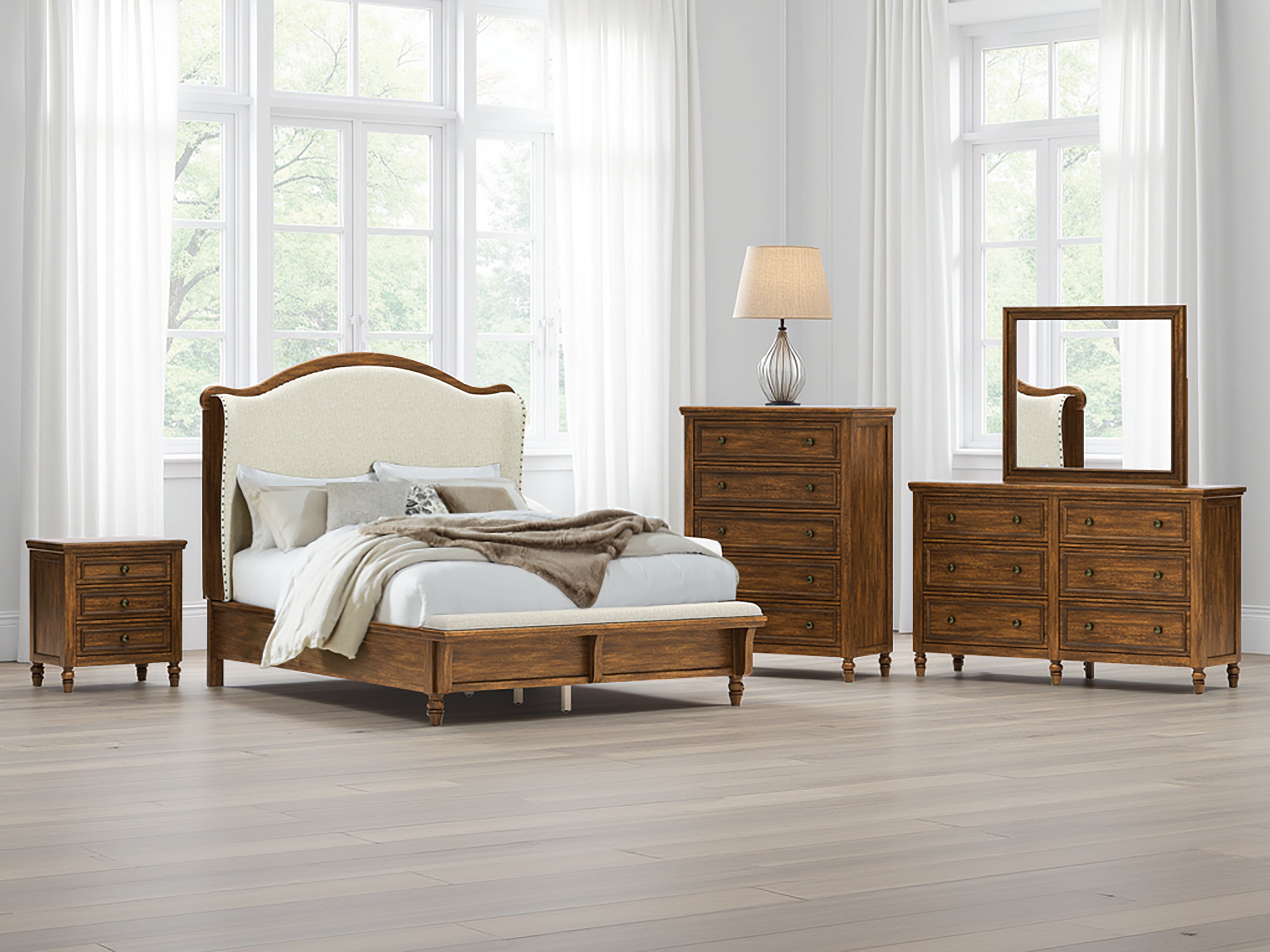 Fine Furniture & Decor - Ashley Furniture - Sturlayne Bedroom - Queen Upholstered Panel Bed / Brown - B787B2
