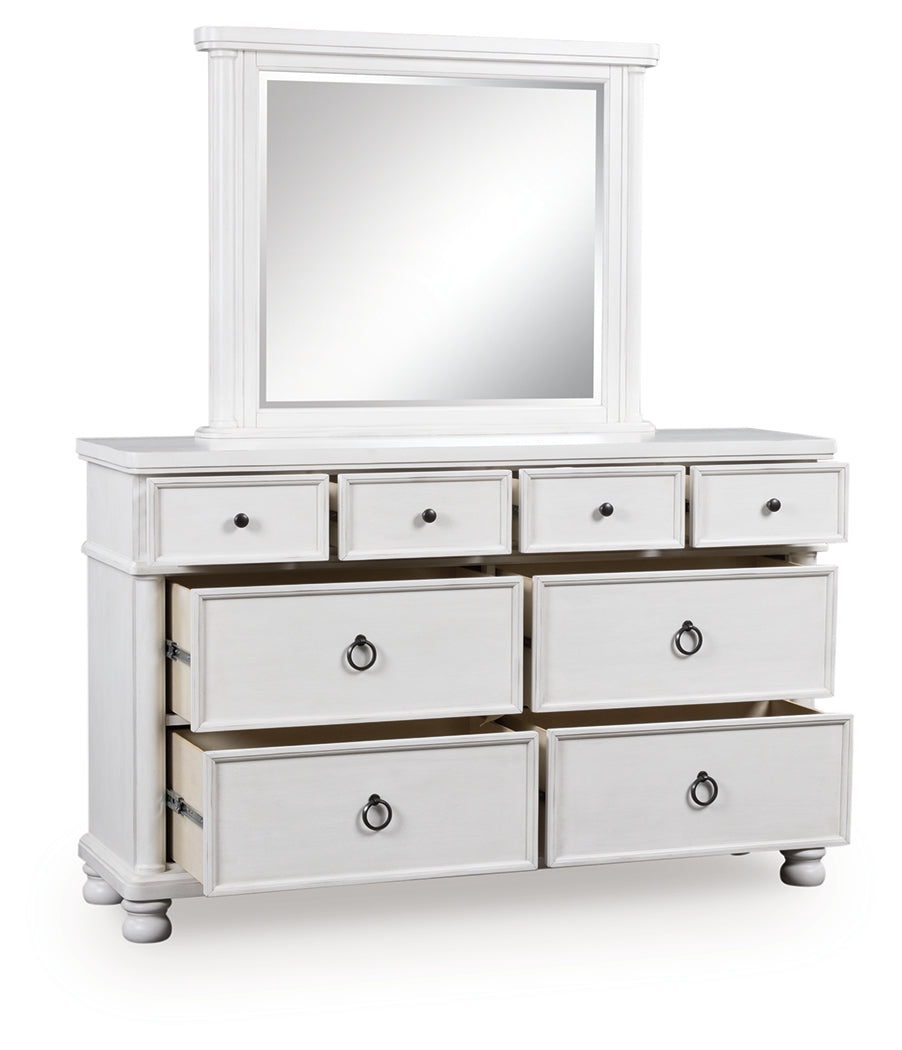Fine Furniture & Decor - Ashley Furniture - Rowlenstown Bedroom - Dresser and Mirror / Antique White - PCB823B1