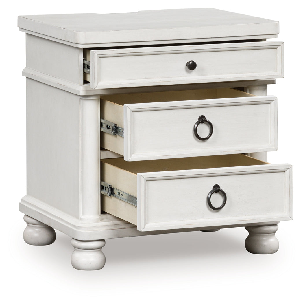 Fine Furniture & Decor - Ashley Furniture - Rowlenstown Bedroom - Three Drawer Night Stand / Antique White - PCB823-93