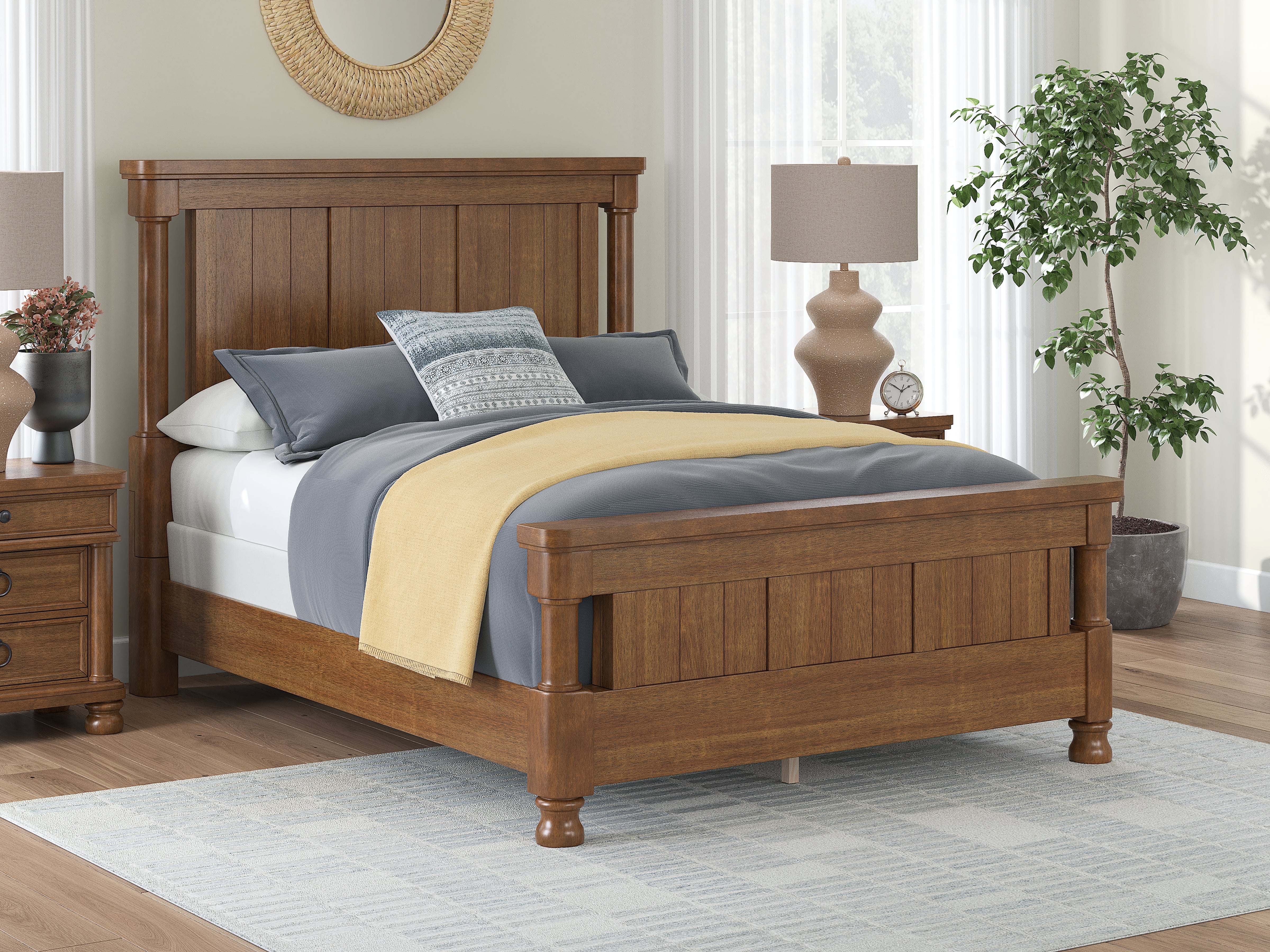 Fine Furniture & Decor - Ashley Furniture - Rowlenstown Bedroom - Queen Poster Bed / Brown - PCB824B2