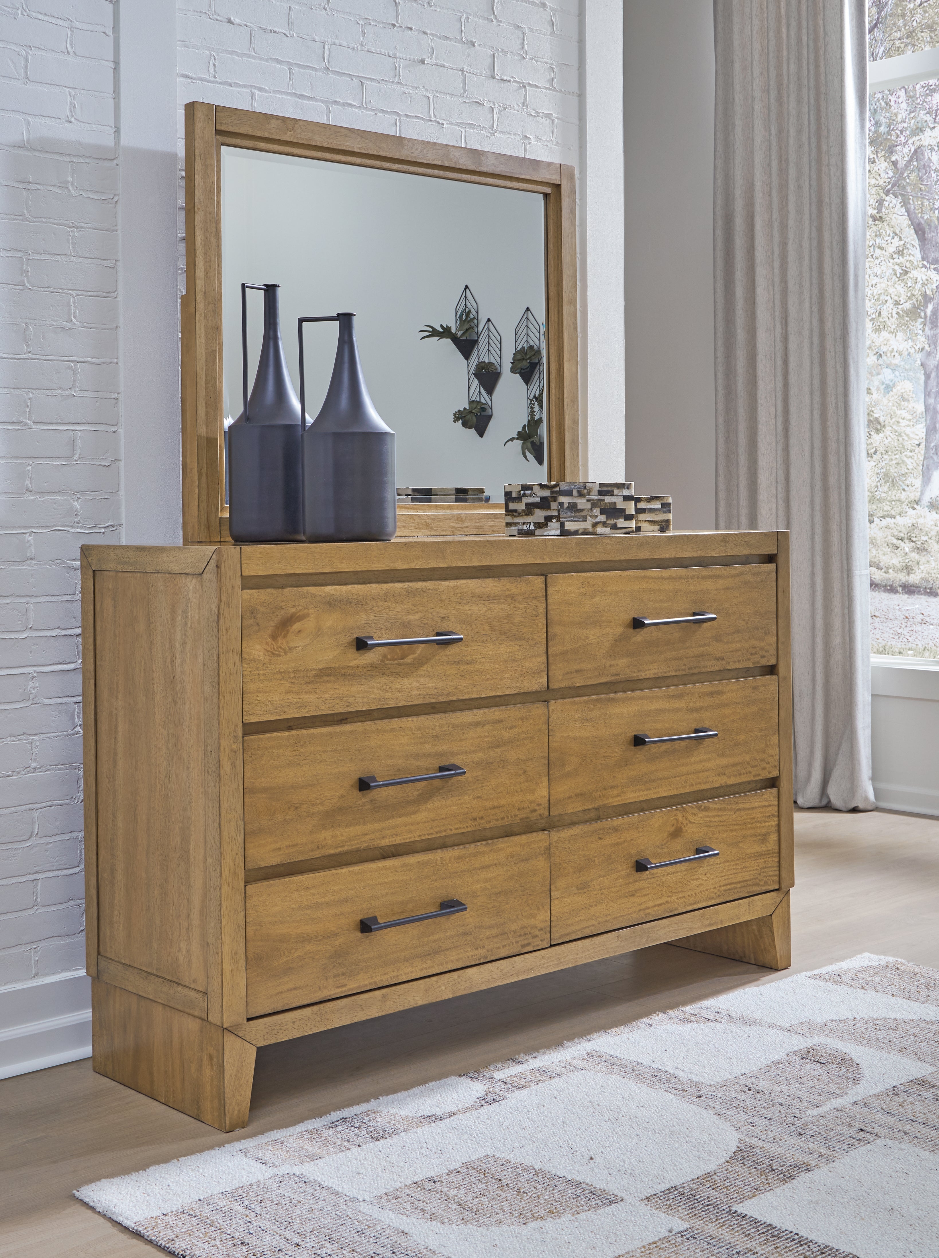 Fine Furniture & Decor - Ashley Furniture - Sherbana Bedroom - Dresser and Mirror / Light Brown - B833B1