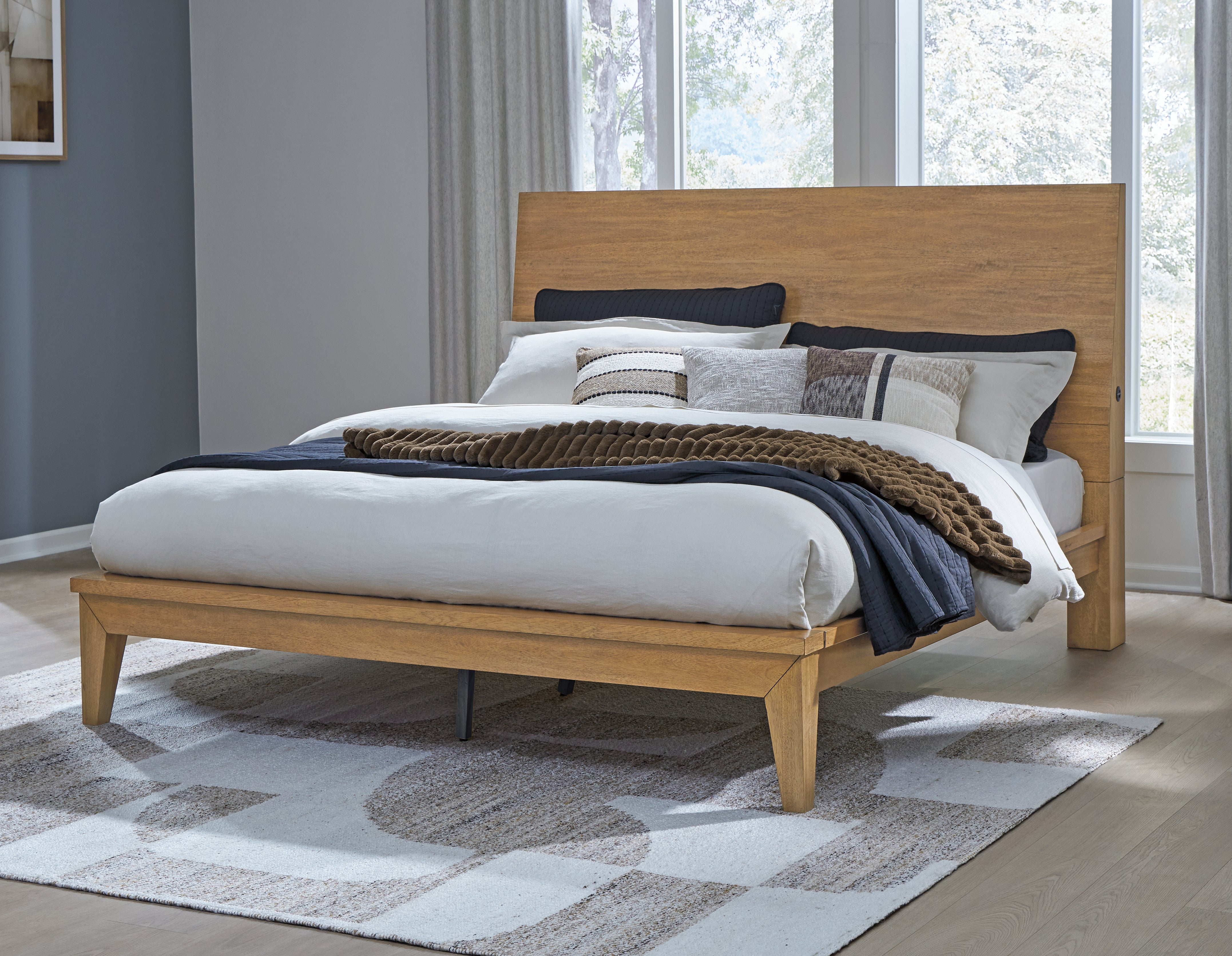 Fine Furniture & Decor - Ashley Furniture - Sherbana Bedroom - California King Panel Bed / Light Brown - B833B5
