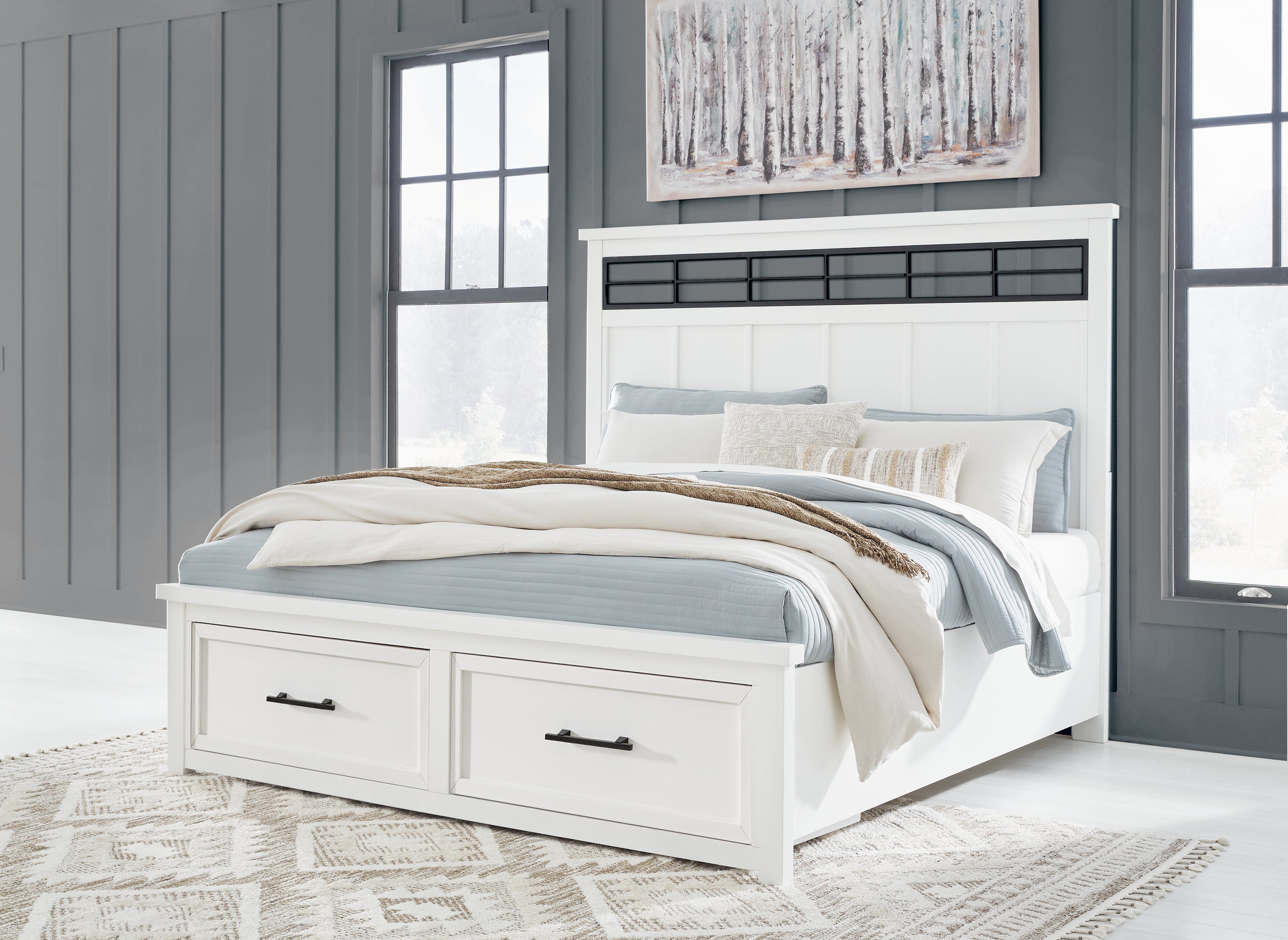 Fine Furniture & Decor - Ashley Furniture - Ashbryn Bedroom - California King Panel Storage Bed / White/Natural - B844B5