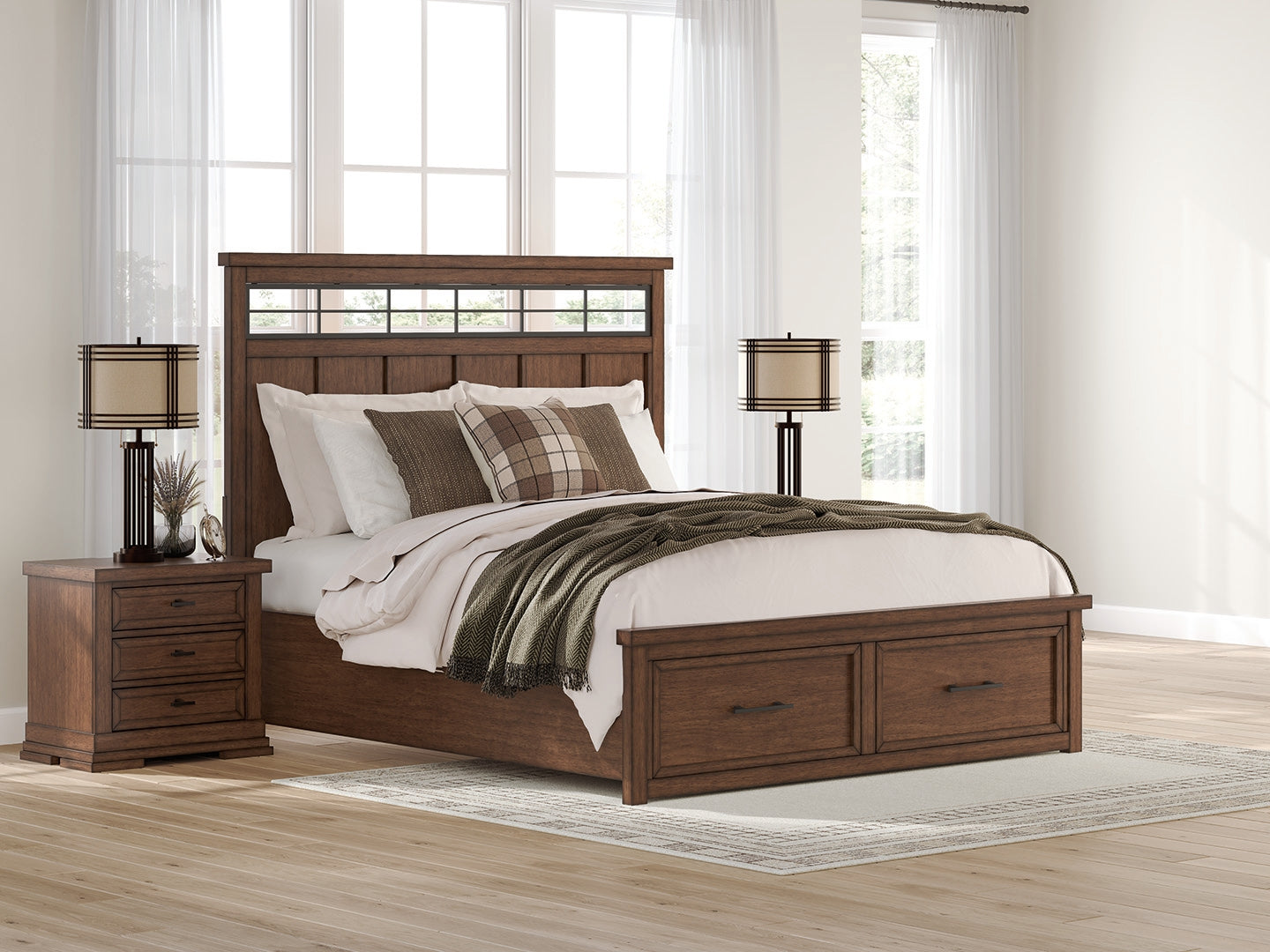 Fine Furniture & Decor - Ashley Furniture - Taffenbrook Bedroom - California King Panel Storage Bed / Medium Brown - B849B5
