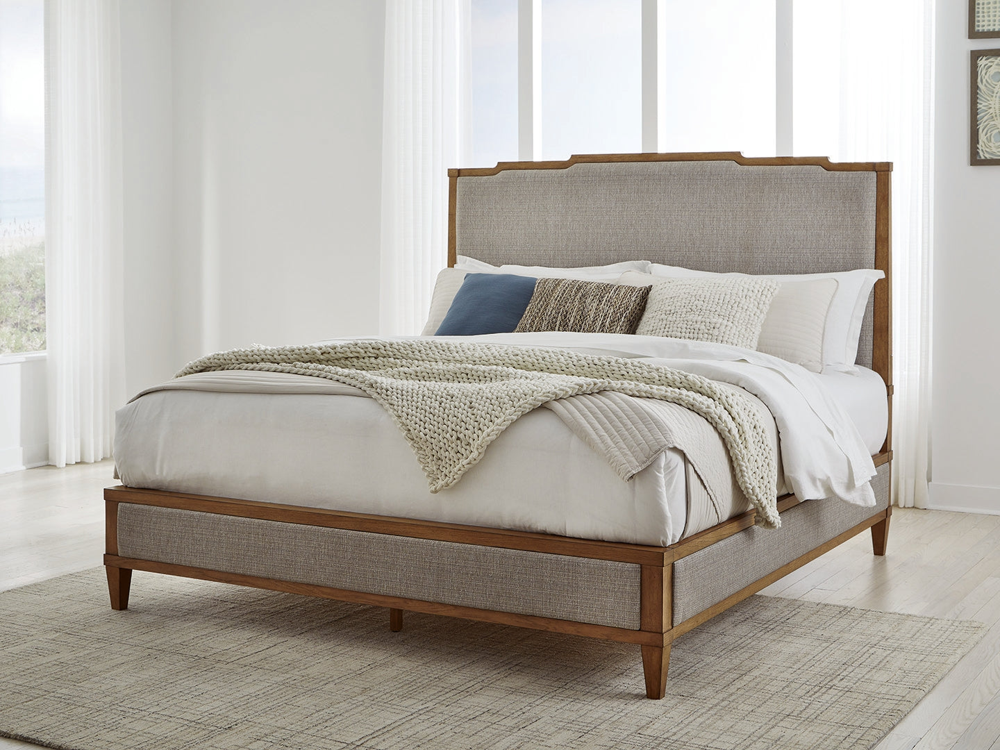 Fine Furniture & Decor - Ashley Furniture - Sharlance Bedroom - California King Upholstered Panel Bed / Light Brown - B895B7