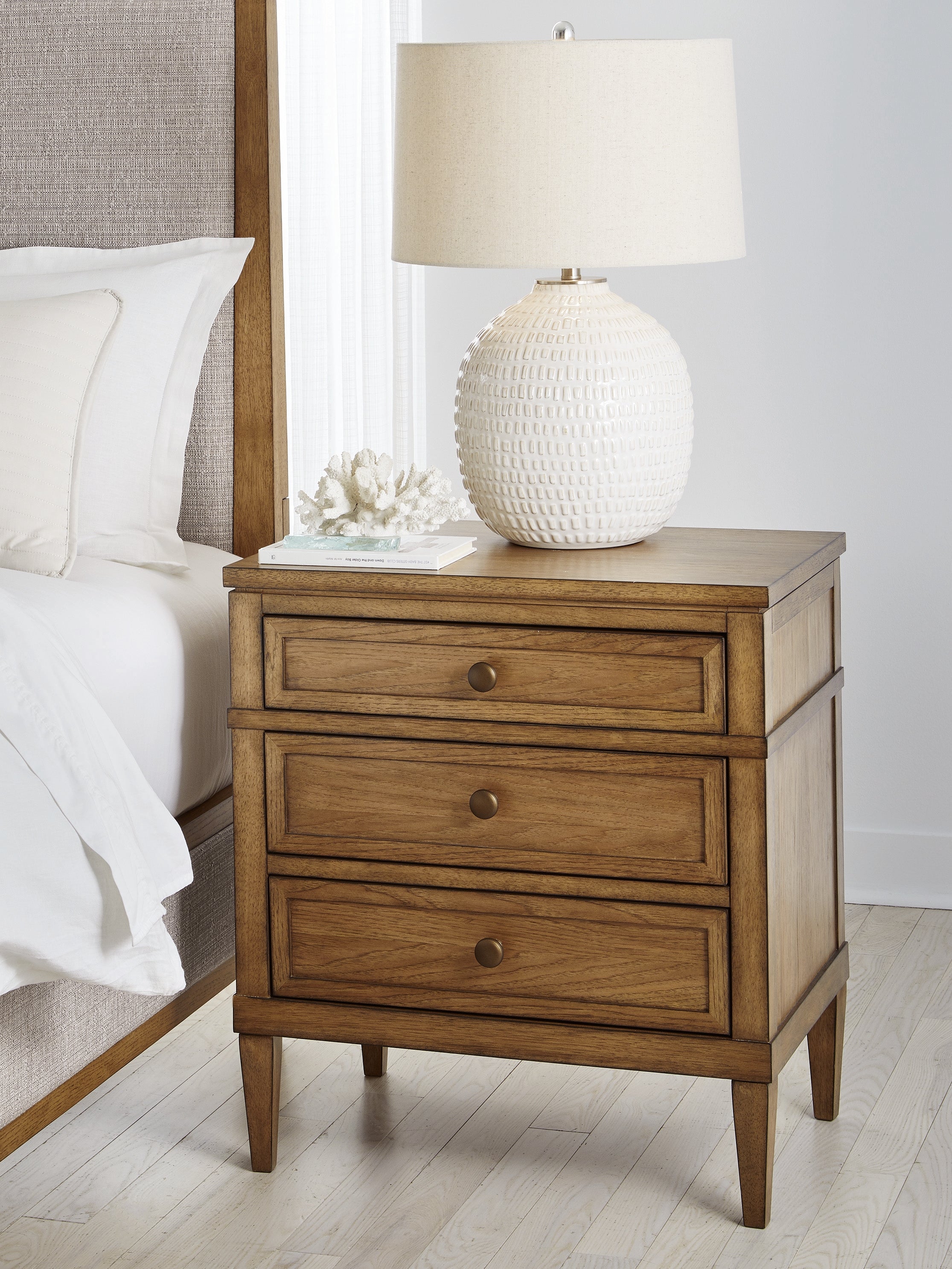 Fine Furniture & Decor - Ashley Furniture - Sharlance Bedroom - King Upholstered Panel Bed / Light Brown - B895B6