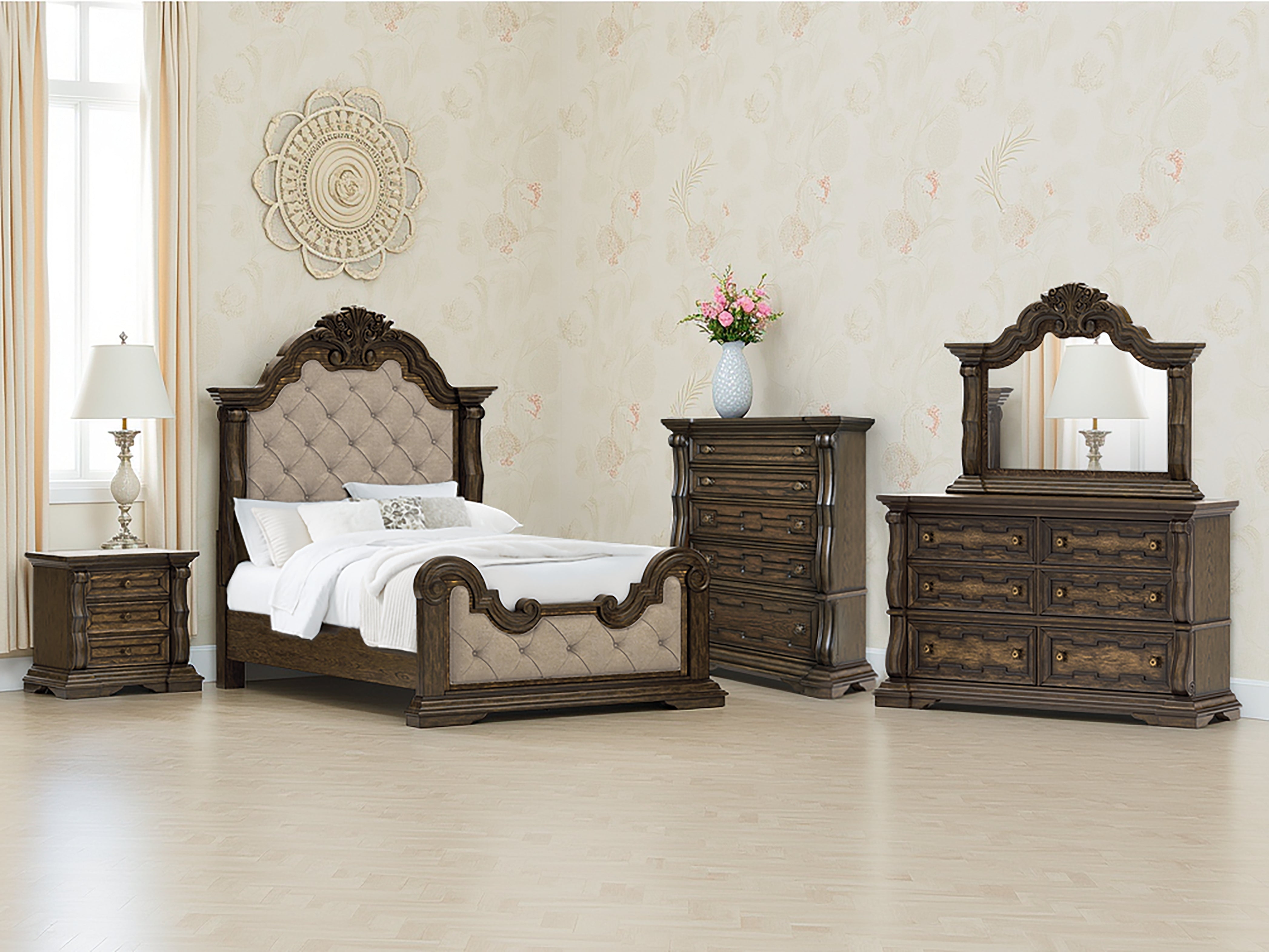 Fine Furniture & Decor - Ashley Furniture - Maylee Bedroom - Queen Upholstered Bed / Dark Brown - B947B2