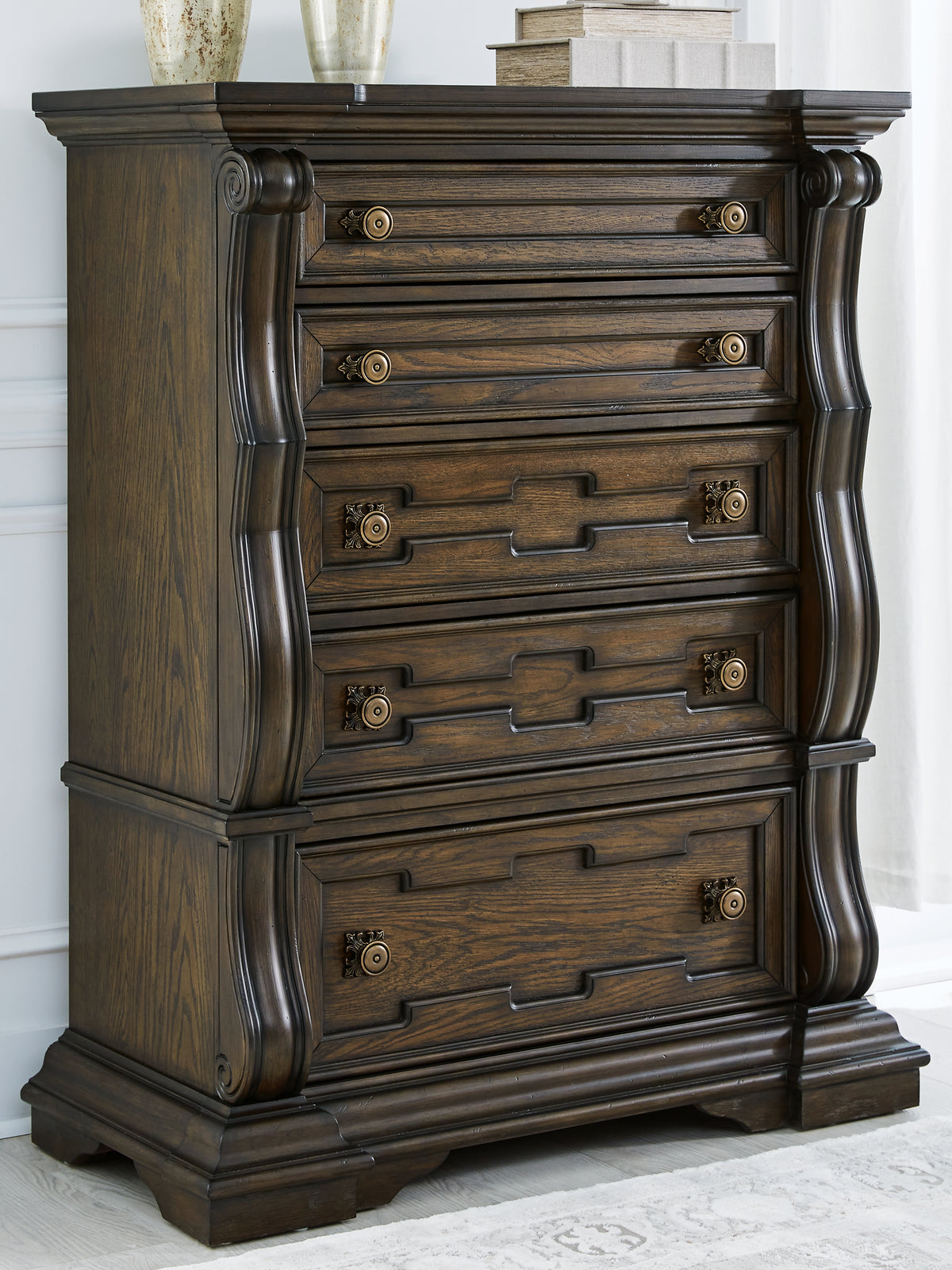 Fine Furniture & Decor - Ashley Furniture - Maylee Bedroom - California King Upholstered Bed / Dark Brown - B947B5