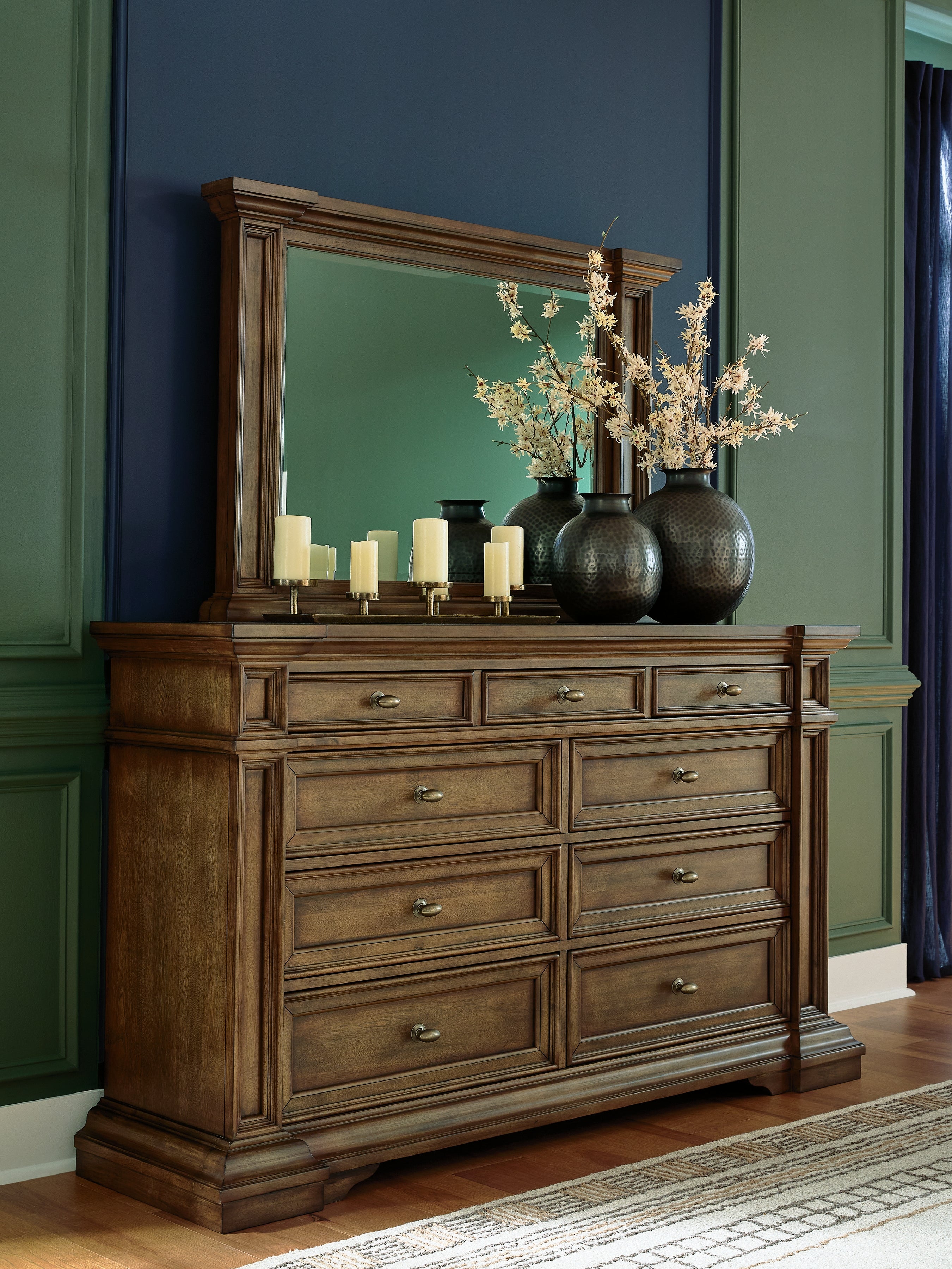 Fine Furniture & Decor - Ashley Furniture - Frantanna Bedroom - Dresser and Mirror / Brown - PCB949B1