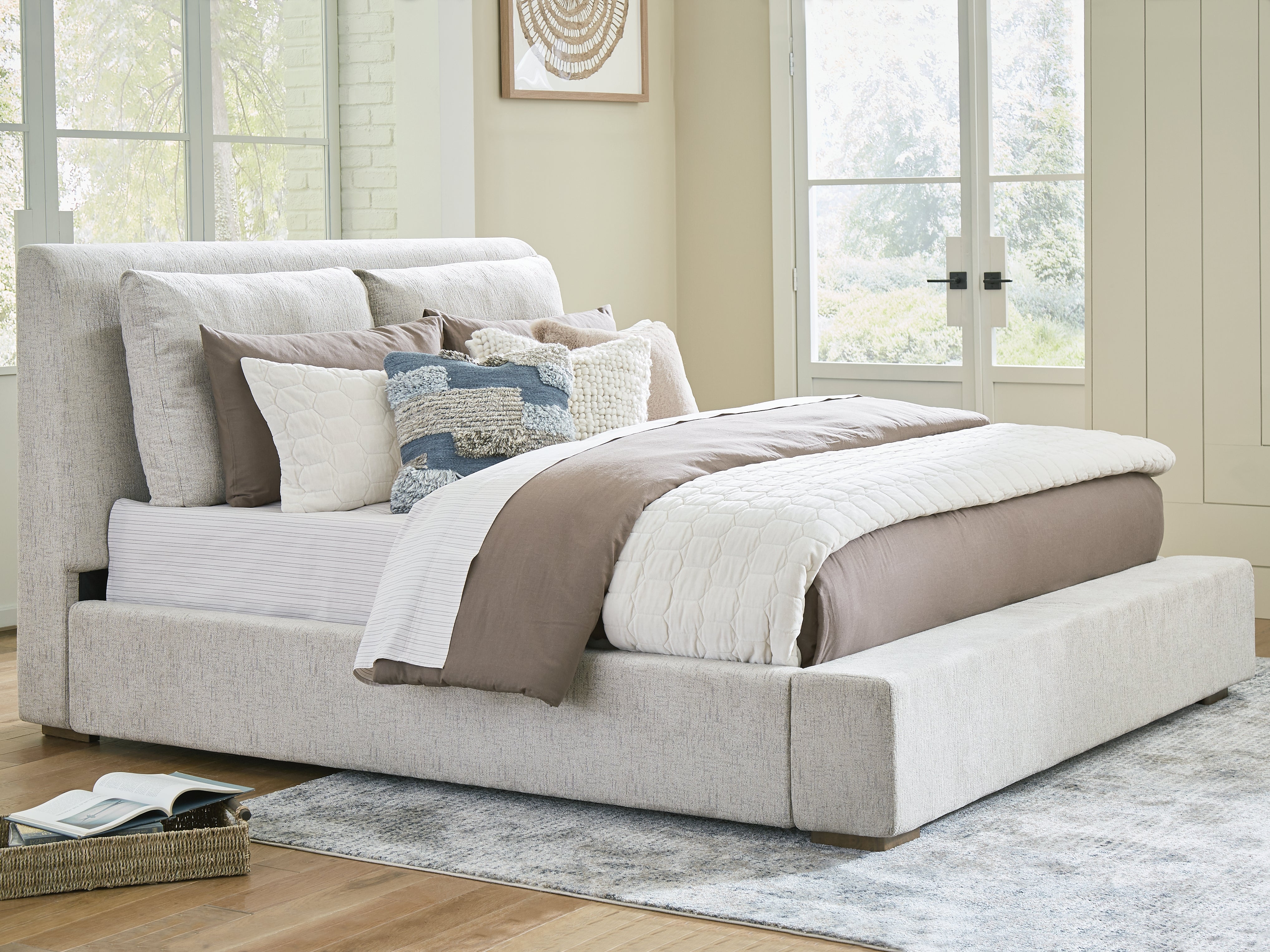 Fine Furniture & Decor - Ashley Furniture - Cabalynn Bedroom - California King Upholstered Bed / Light Brown - B974B7