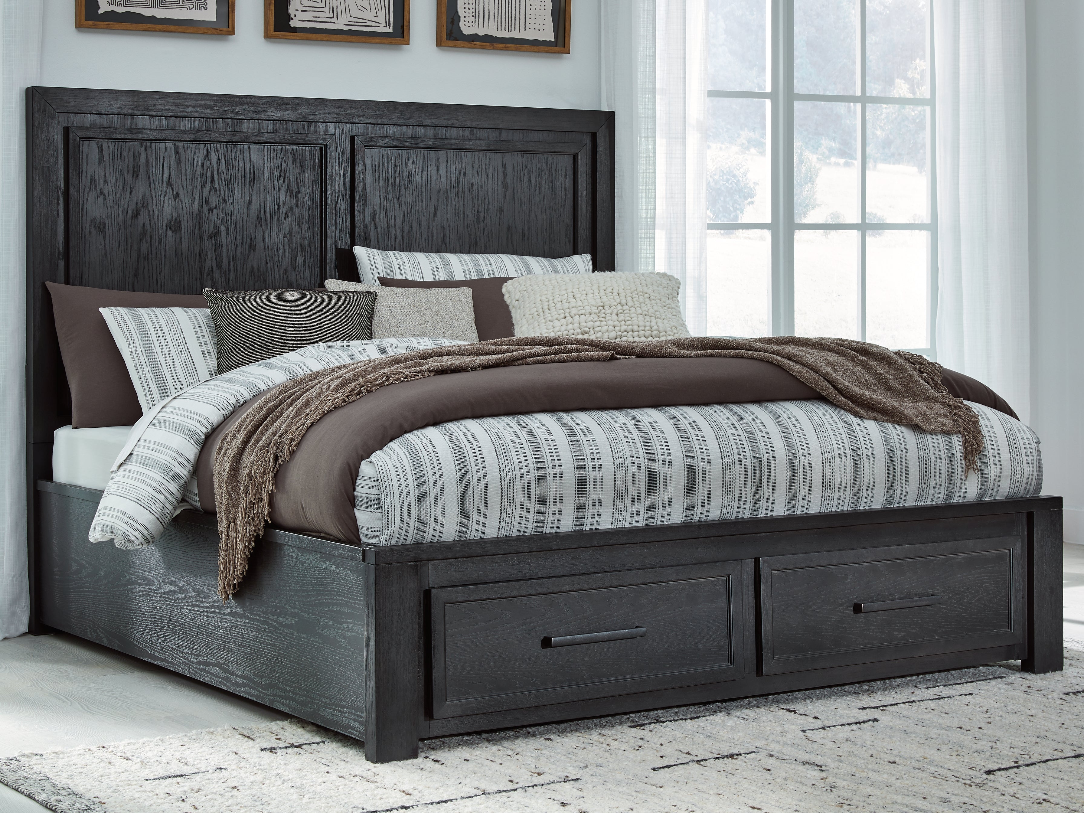 Fine Furniture & Decor - Ashley Furniture - Foyland Bedroom - California King Panel Storage Bed / Black/Brown - B989B5