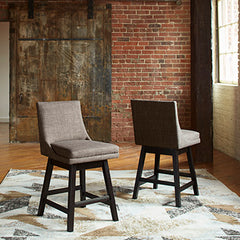 Fine Furniture & Decor - Ashley Furniture - Tallenger Dining Room - Bar Height Bar Stool (Set of 2) / Black/Dark Brown - D380-930X2