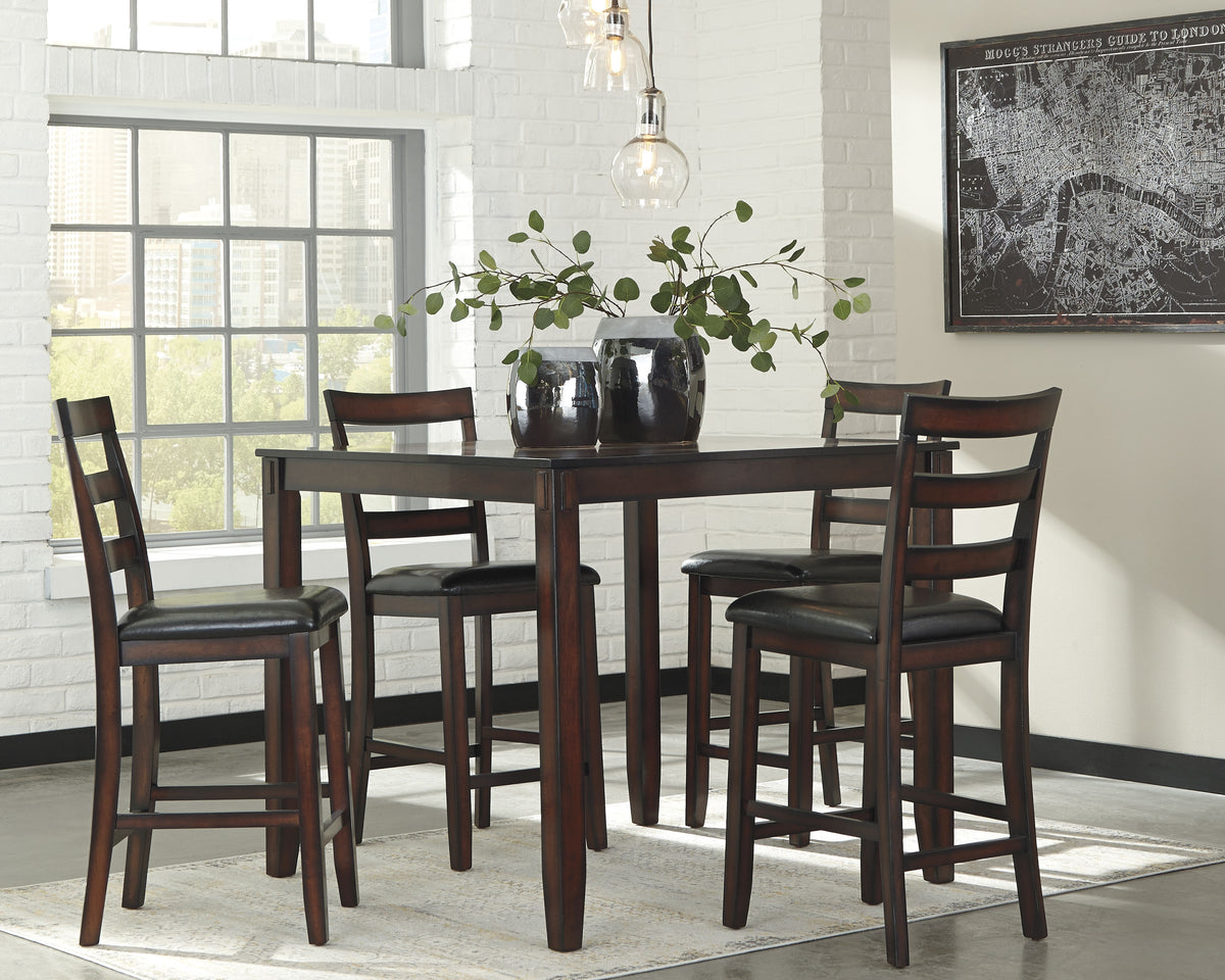 Fine Furniture & Decor - Ashley Furniture - Coviar Dining Room - DRM Counter Table Set (5/CN) / Brown - D385-223