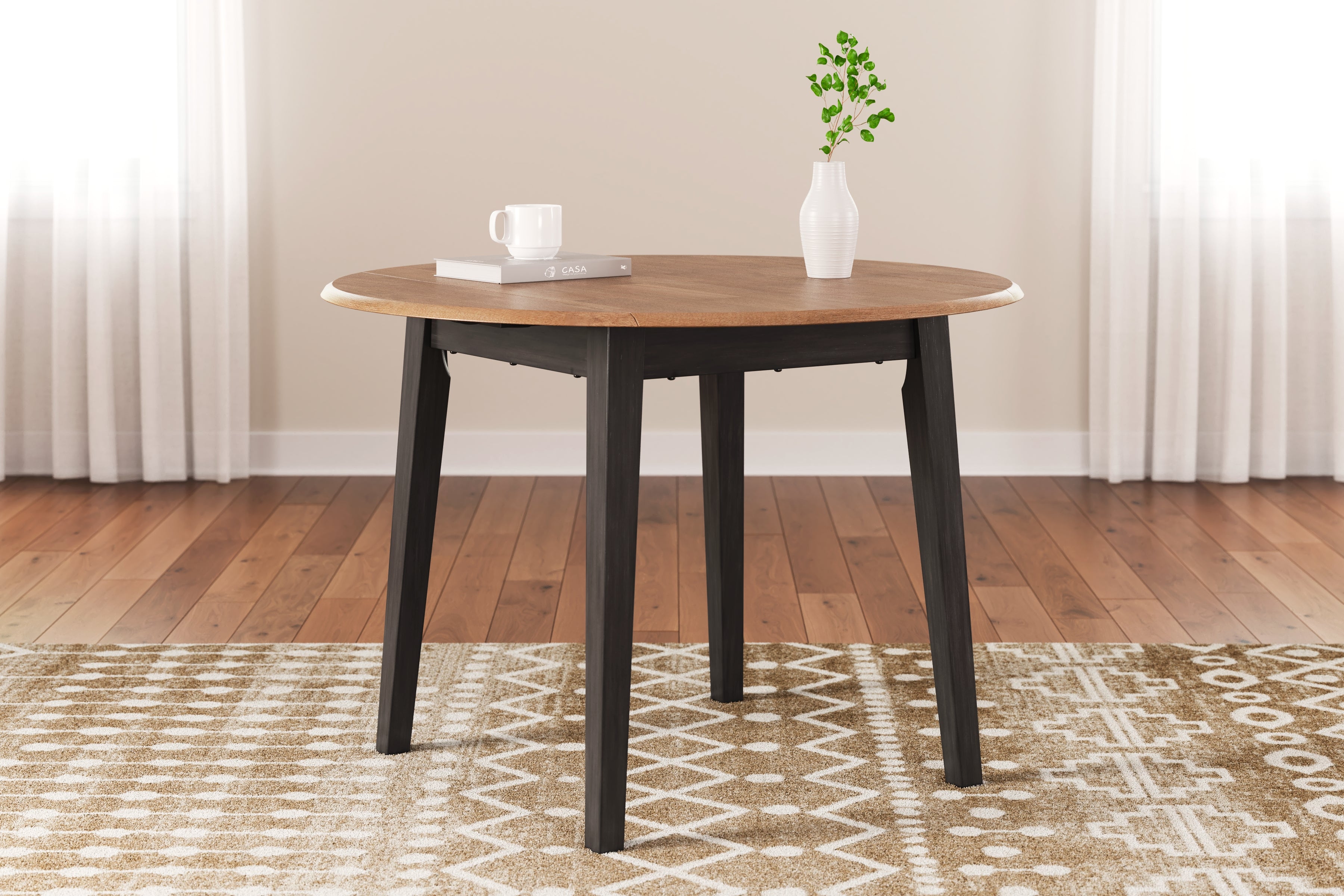 Fine Furniture & Decor - Ashley Furniture - Gesthaven Dining Room - Round DRM Drop Leaf Table / Natural/Brown - D396-15