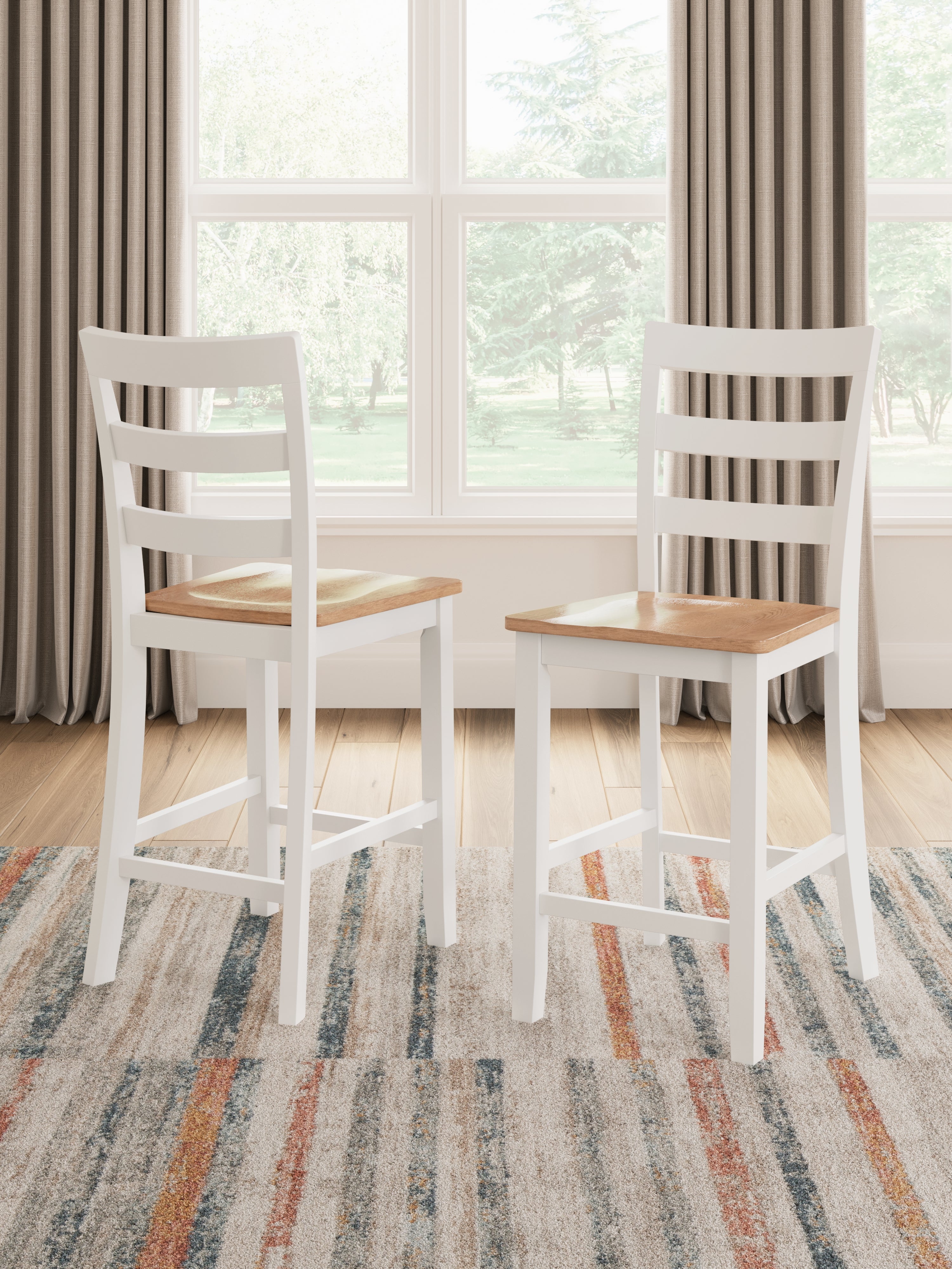 Fine Furniture & Decor - Ashley Furniture - Gesthaven Dining Room - Counter Height Barstool (Set of 2) / Natural/White - D398-124X2
