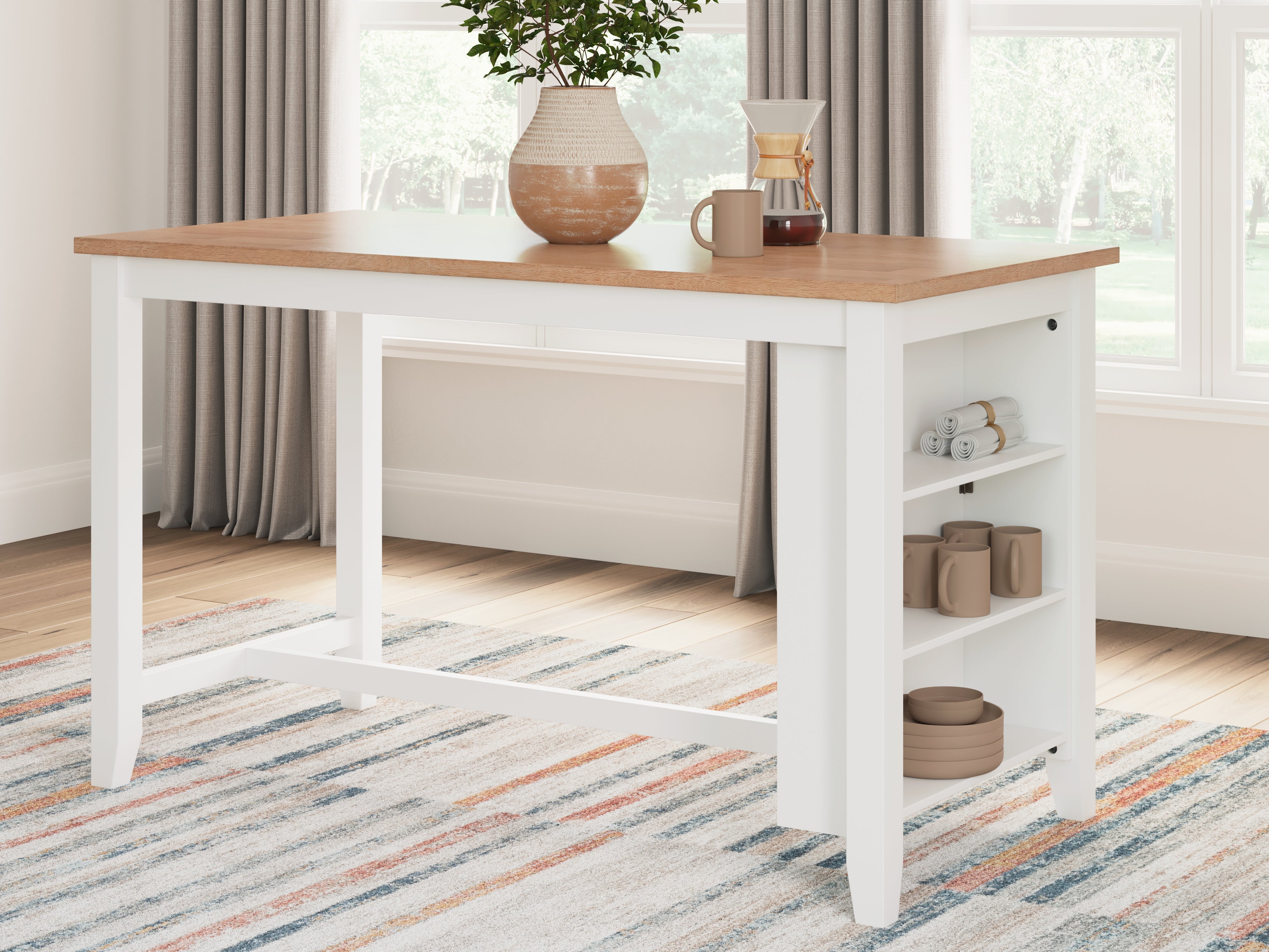 Fine Furniture & Decor - Ashley Furniture - Gesthaven Dining Room - RECT Dining Room Counter Table / Natural/White - D398-13
