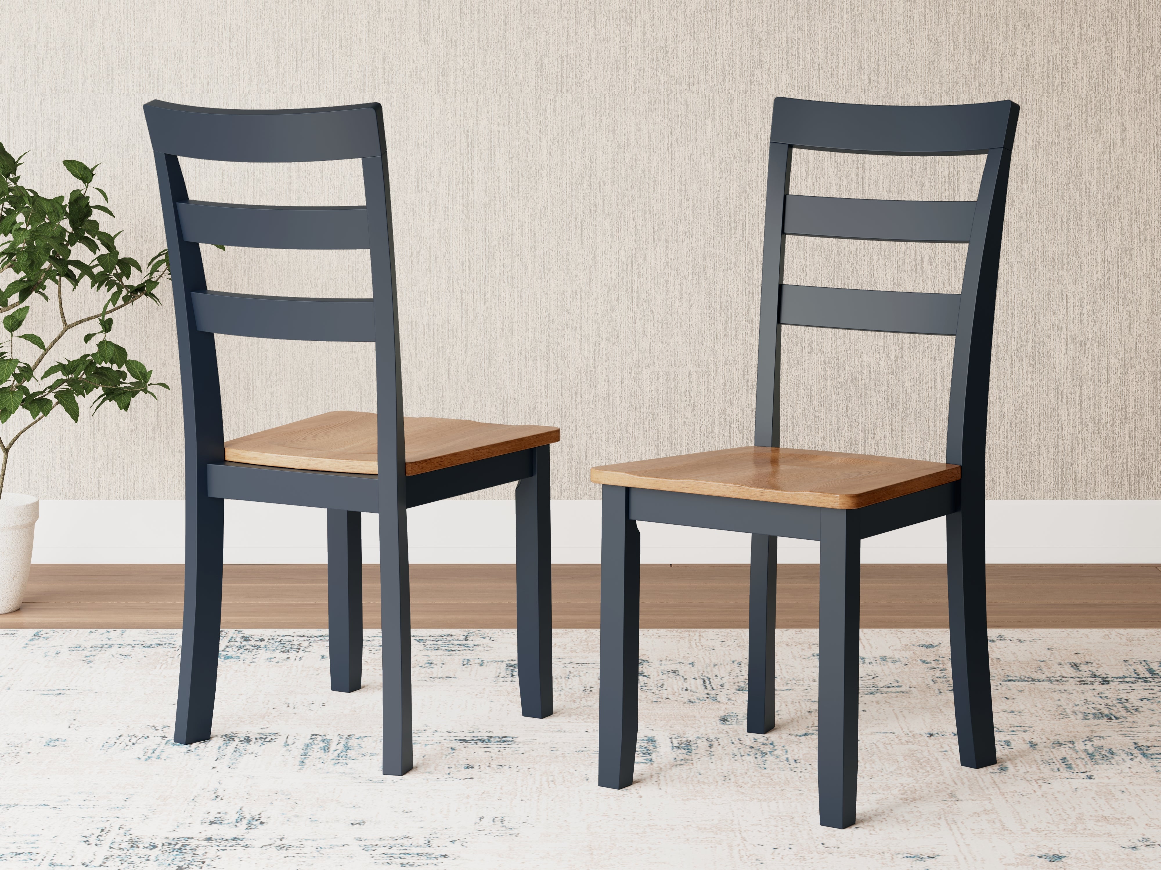 Fine Furniture & Decor - Ashley Furniture - Gesthaven Dining Room - Dining Chair (Set of 2) / Natural/Blue - D399-01X2