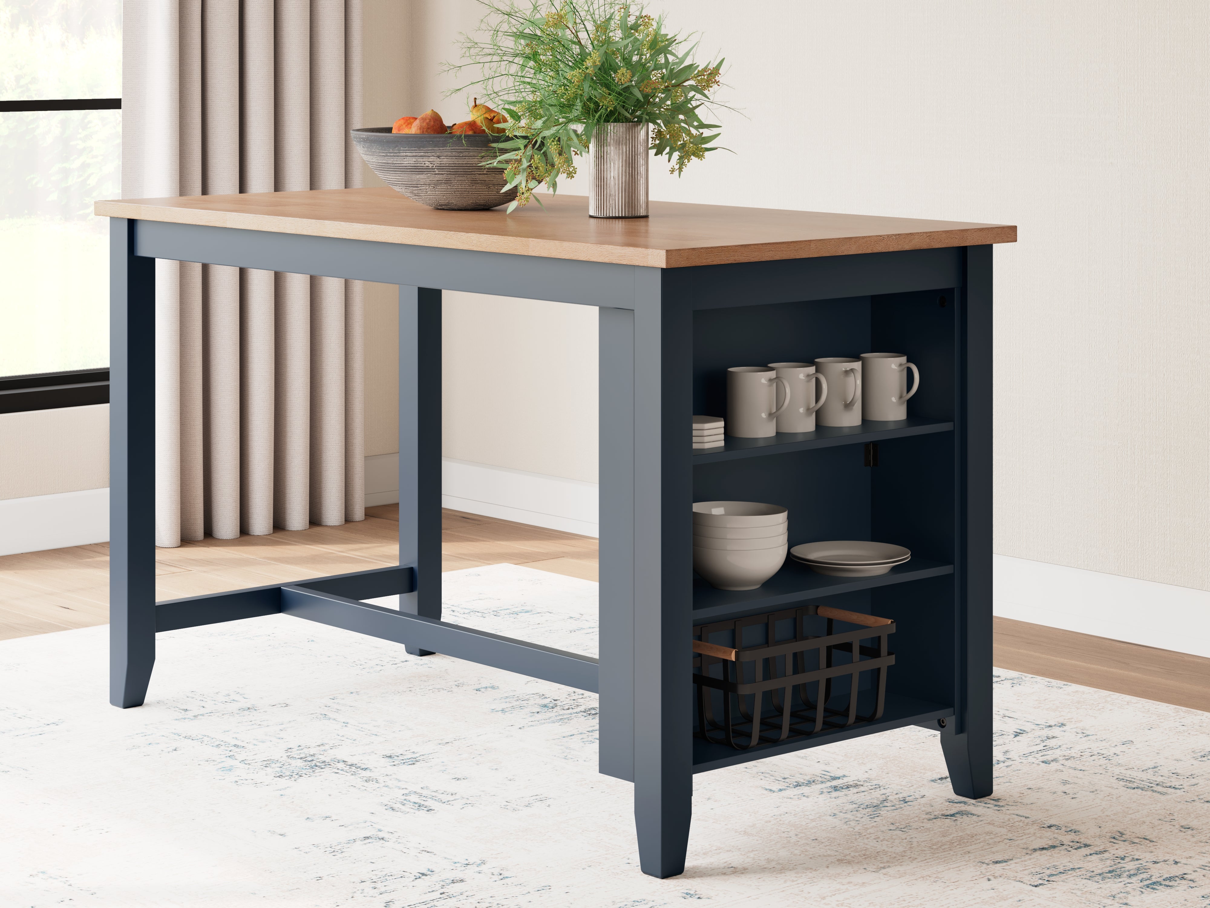 Fine Furniture & Decor - Ashley Furniture - Gesthaven Dining Room - RECT Dining Room Counter Table / Natural/Blue - D399-13